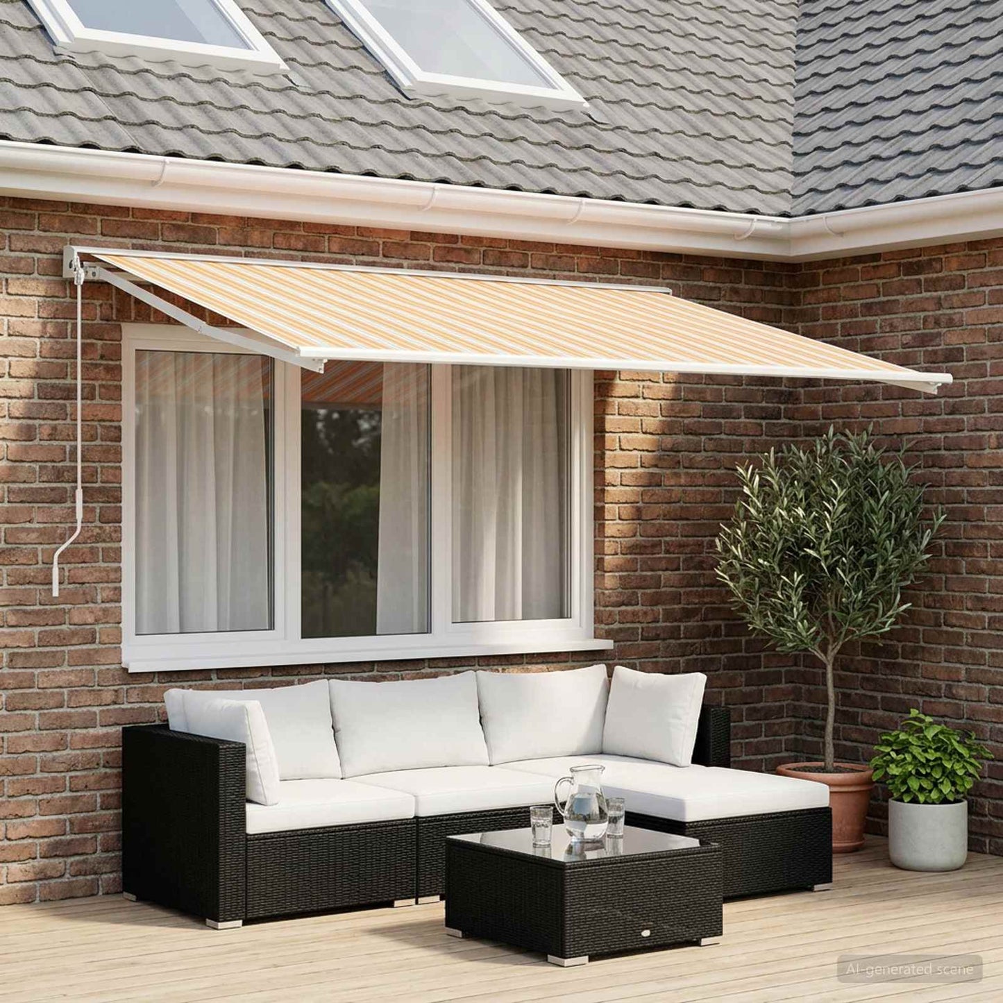 Napellenző ponyva Kék és Narancs 350 x 250 cm Poliészter