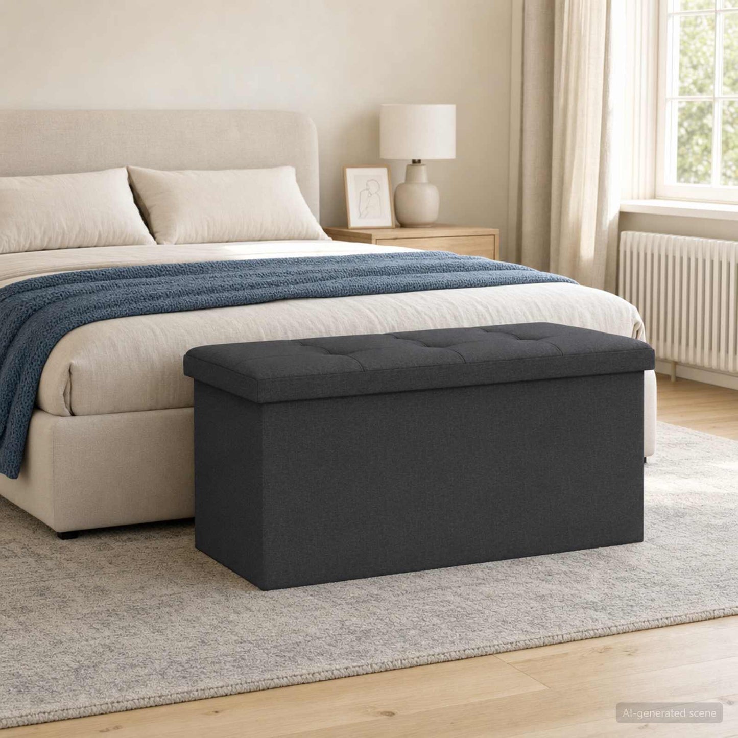Összecsukható tárolópad Sötétszürke 180 kg 80 L 77 x 38 x 38 cm