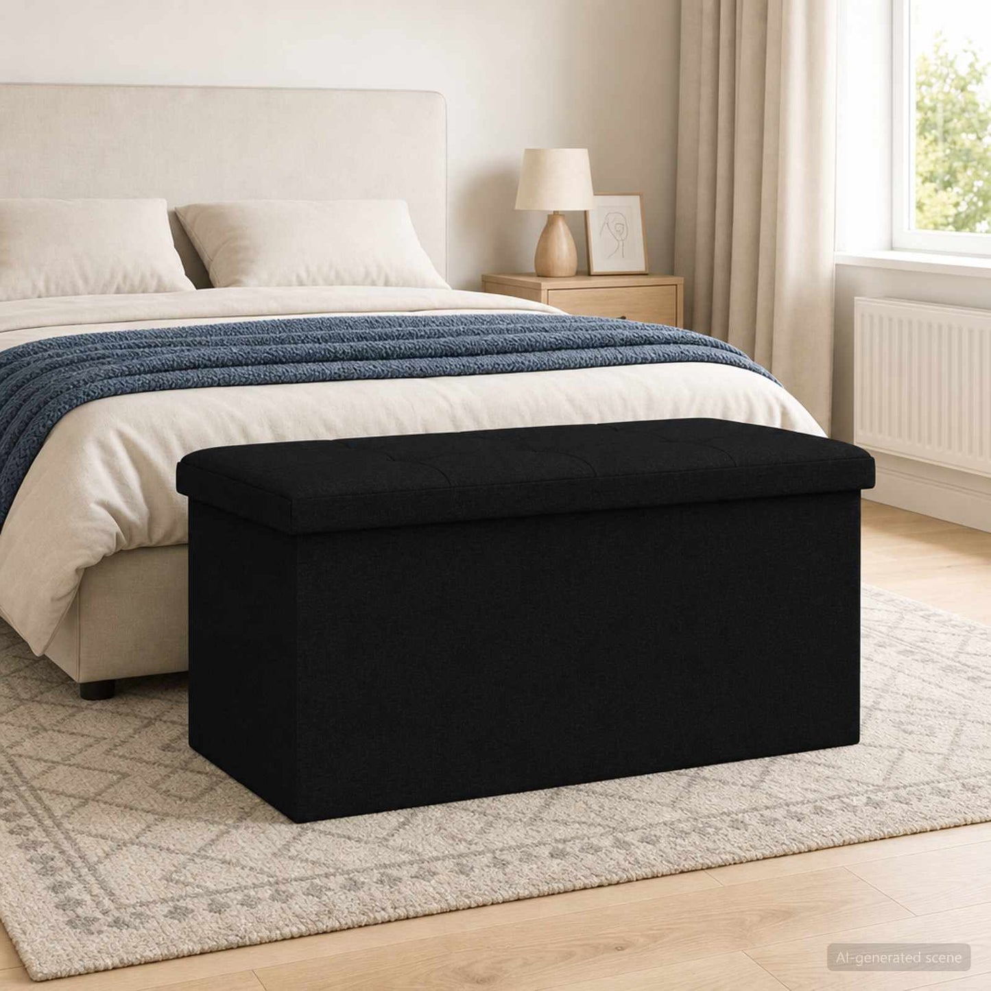 Összecsukható tárolópad Fekete 180 kg 80 L 77 x 38 x 38 cm