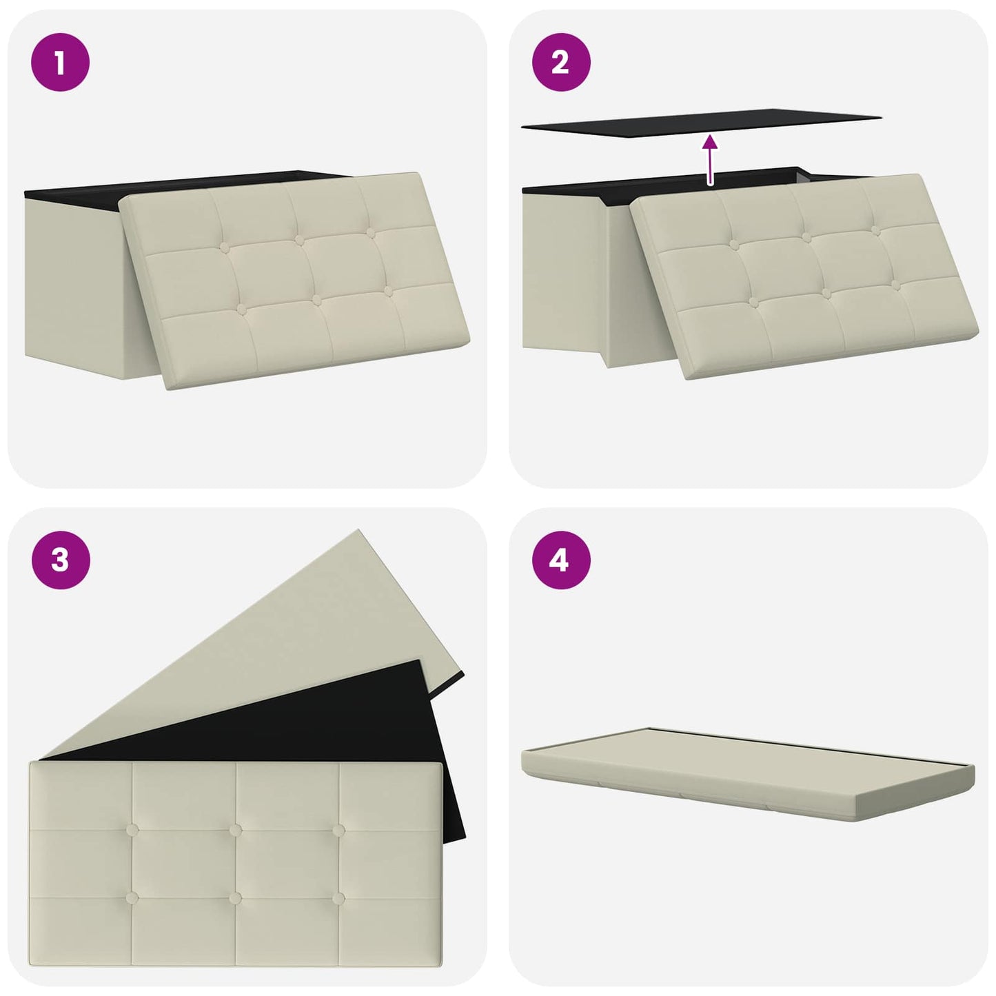 Összecsukható tárolópad Fehér 180 kg 80 L 77 x 38 x 38 cm