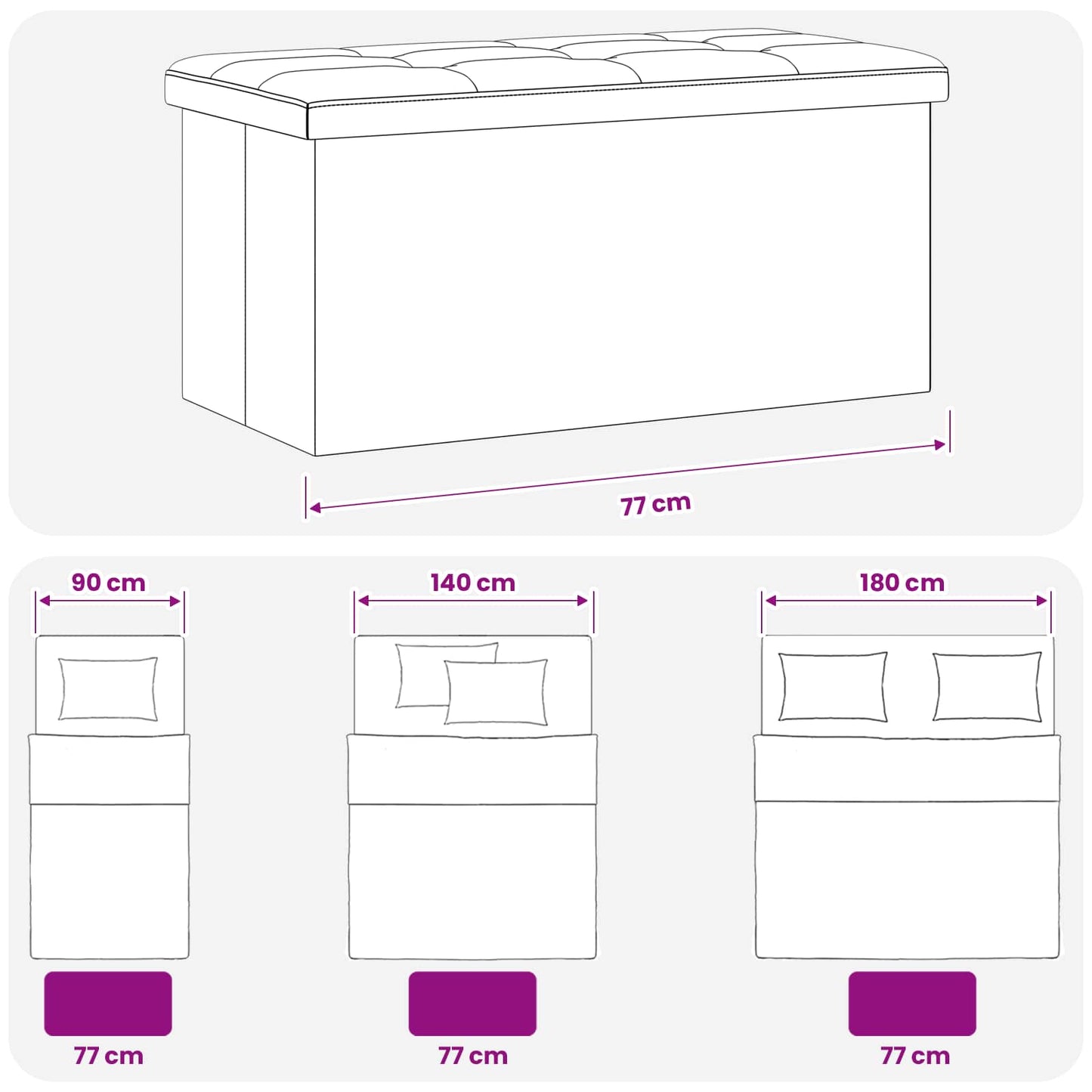 Összecsukható tárolópad Fehér 180 kg 80 L 77 x 38 x 38 cm