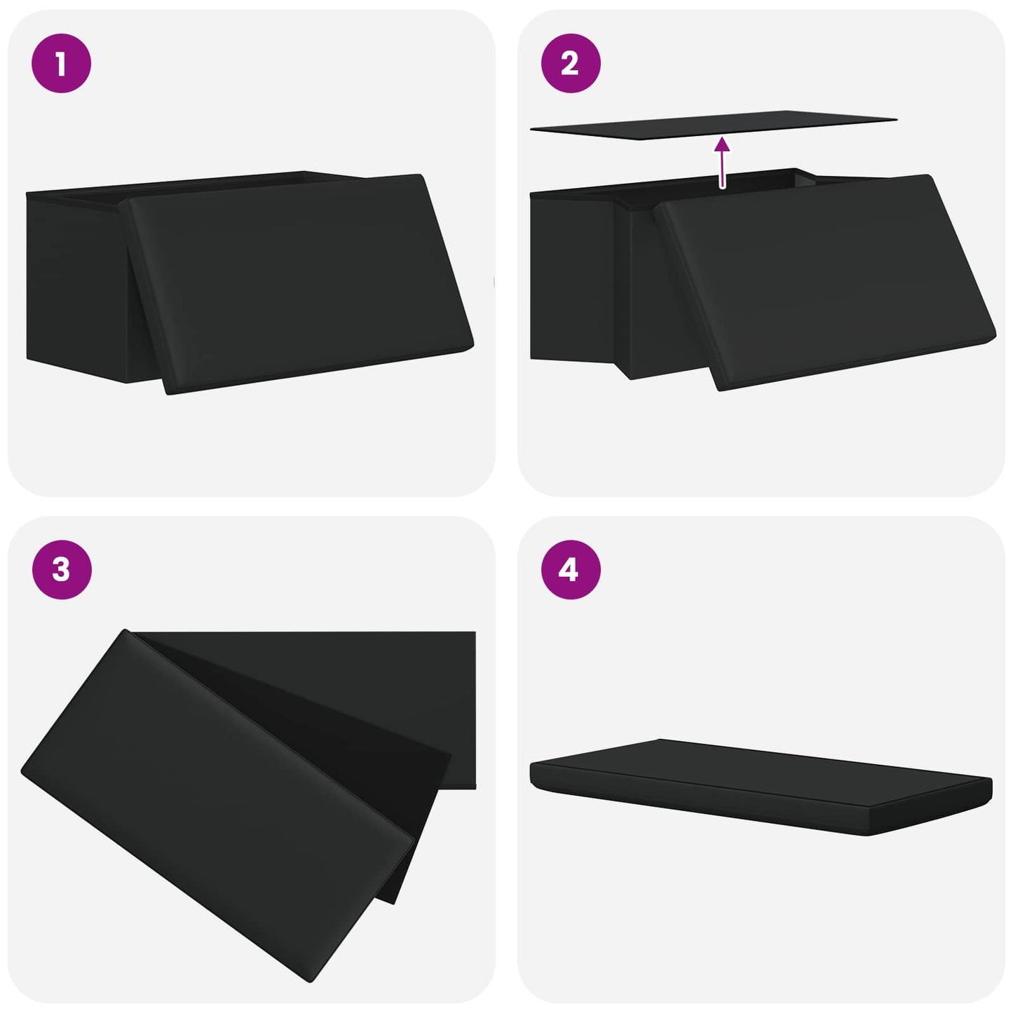 Összecsukható tárolópad Fekete 180 kg 80 L 77 x 38 x 38 cm PVC
