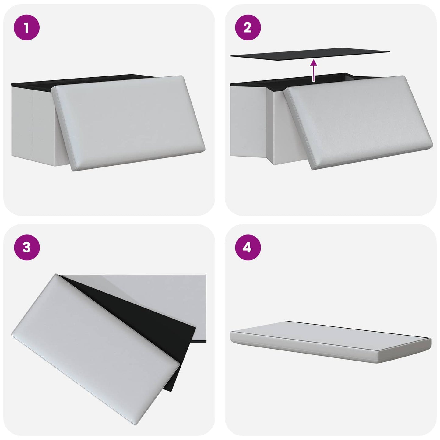 Összecsukható tárolópad Fehér 180 kg 80 L 77 x 38 x 38 cm PVC