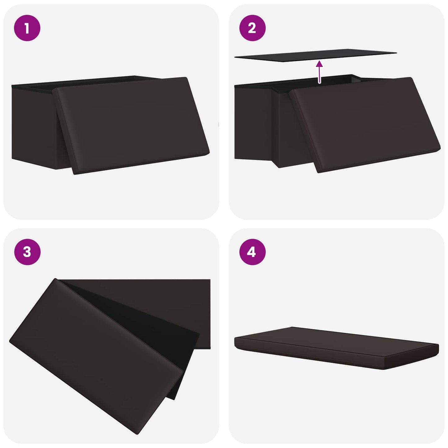 Összecsukható tárolópad Barna 180 kg 80 L 77 x 38 x 38 cm PVC