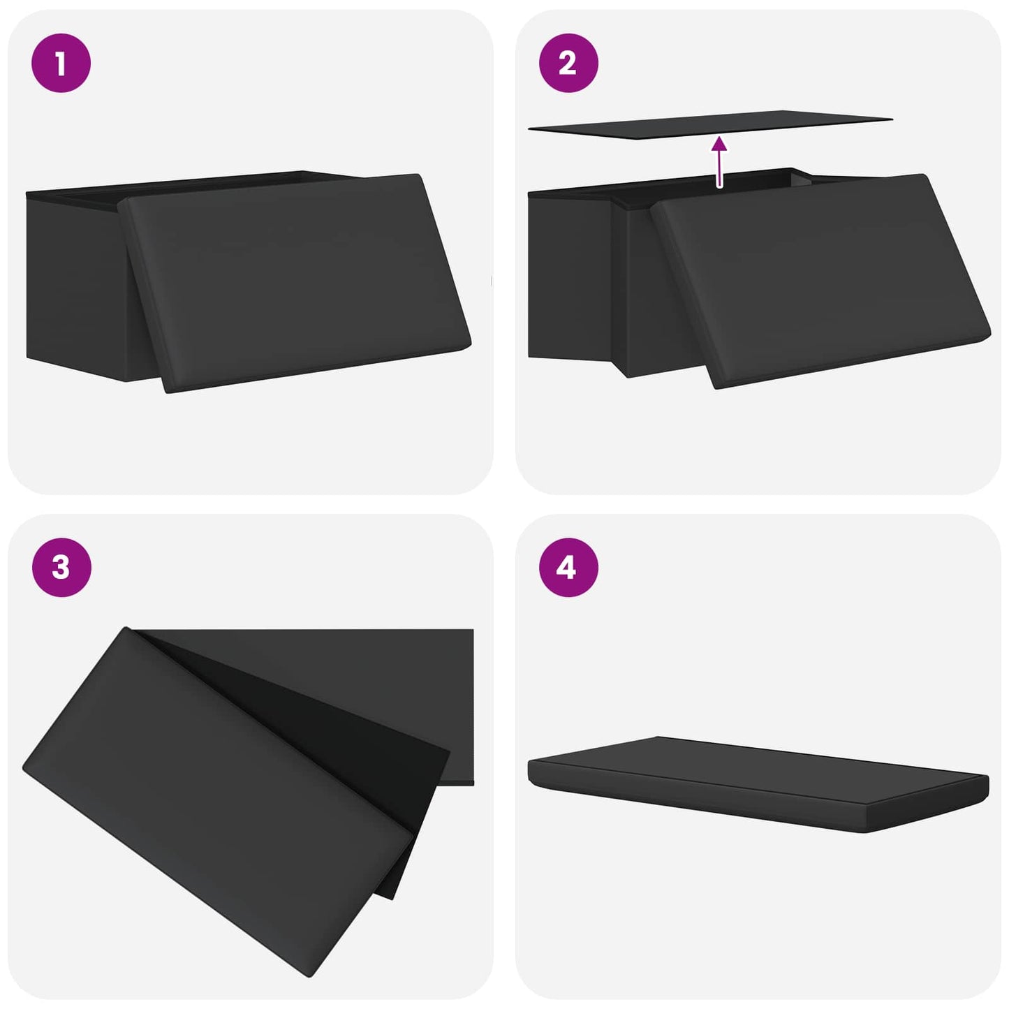 Összecsukható tárolópad Szürke 180 kg 80 L 77 x 38 x 38 cm PVC