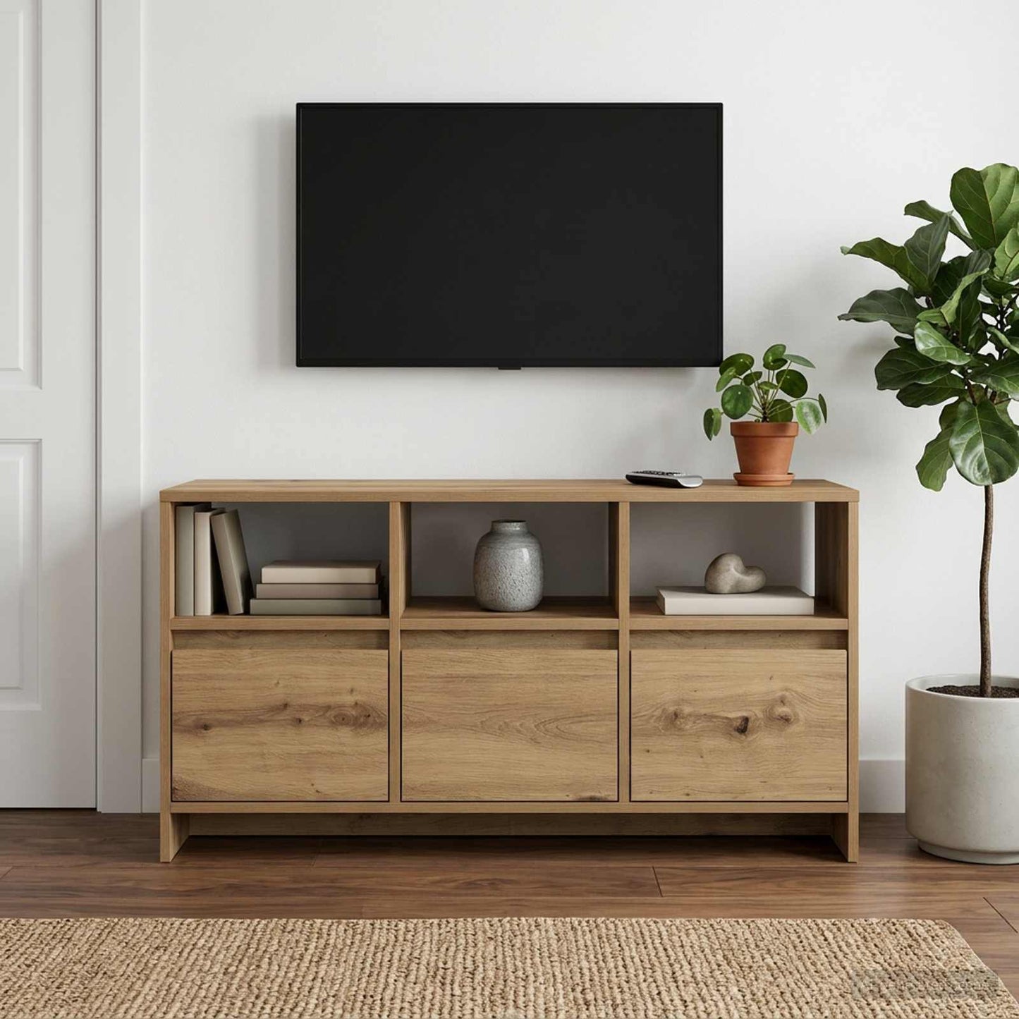 TV szekrény 102 x 37,5 x 52,5 cm Kézműves Tölgy Szerelt Fa