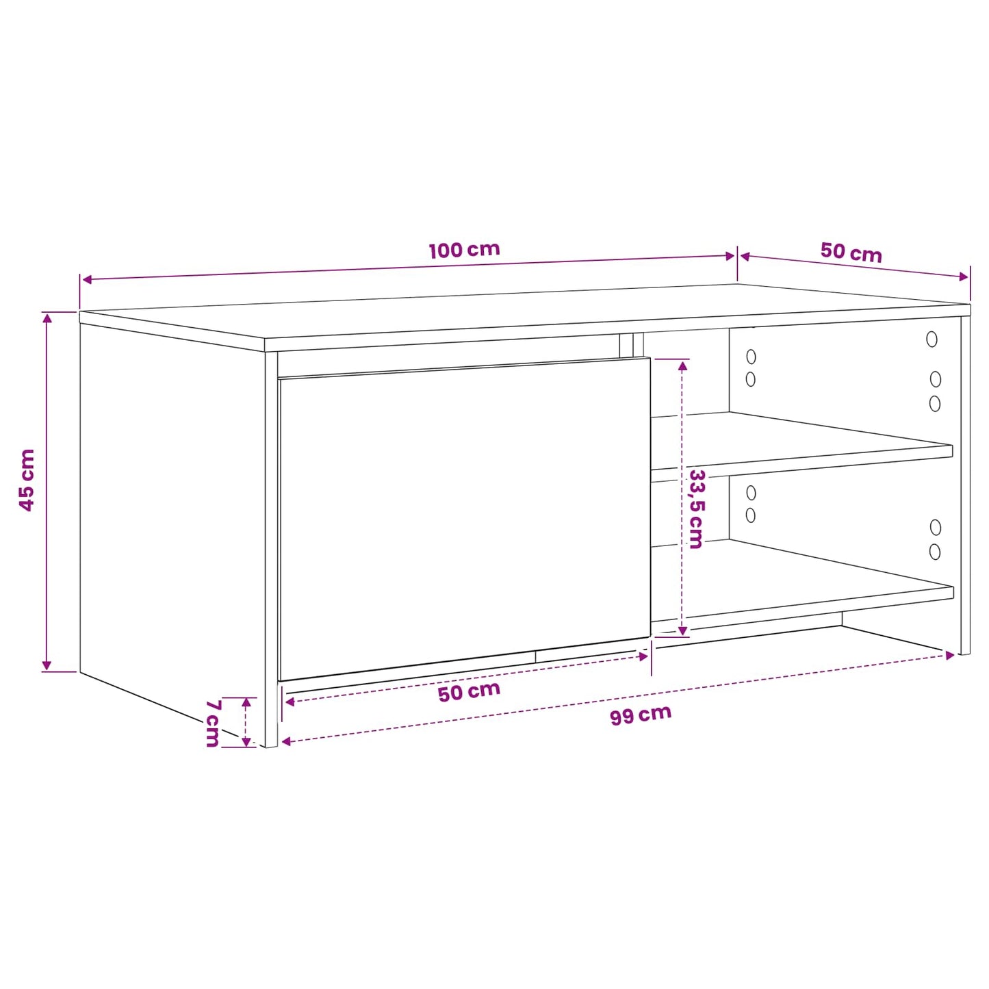 Dohányzóasztal Fekete Tölgy 102 x 50 x 45 cm Szerelt fa