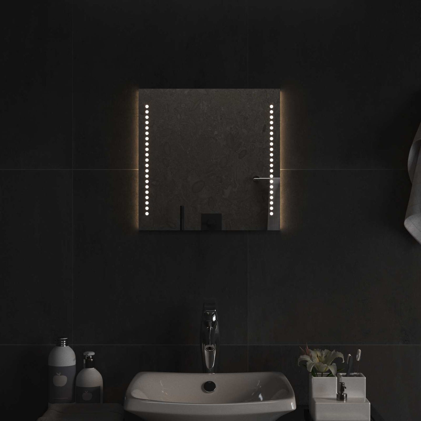 LED Fürdőszoba Tükör tükörrel Átlátszó 40 x 40 cm edzett üveg