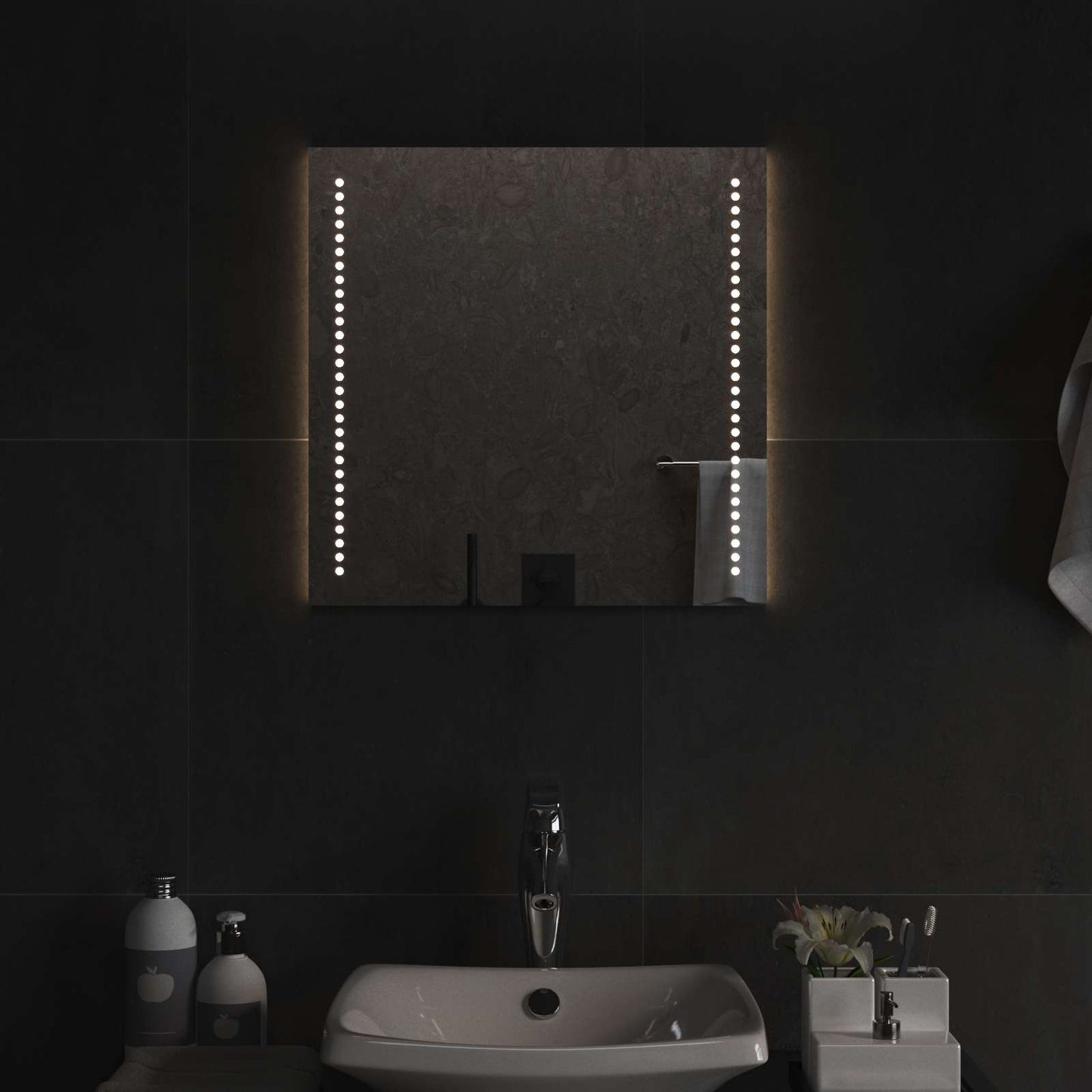 LED Fürdőszoba Tükör tükörrel Átlátszó 50 x 50 cm edzett üveg