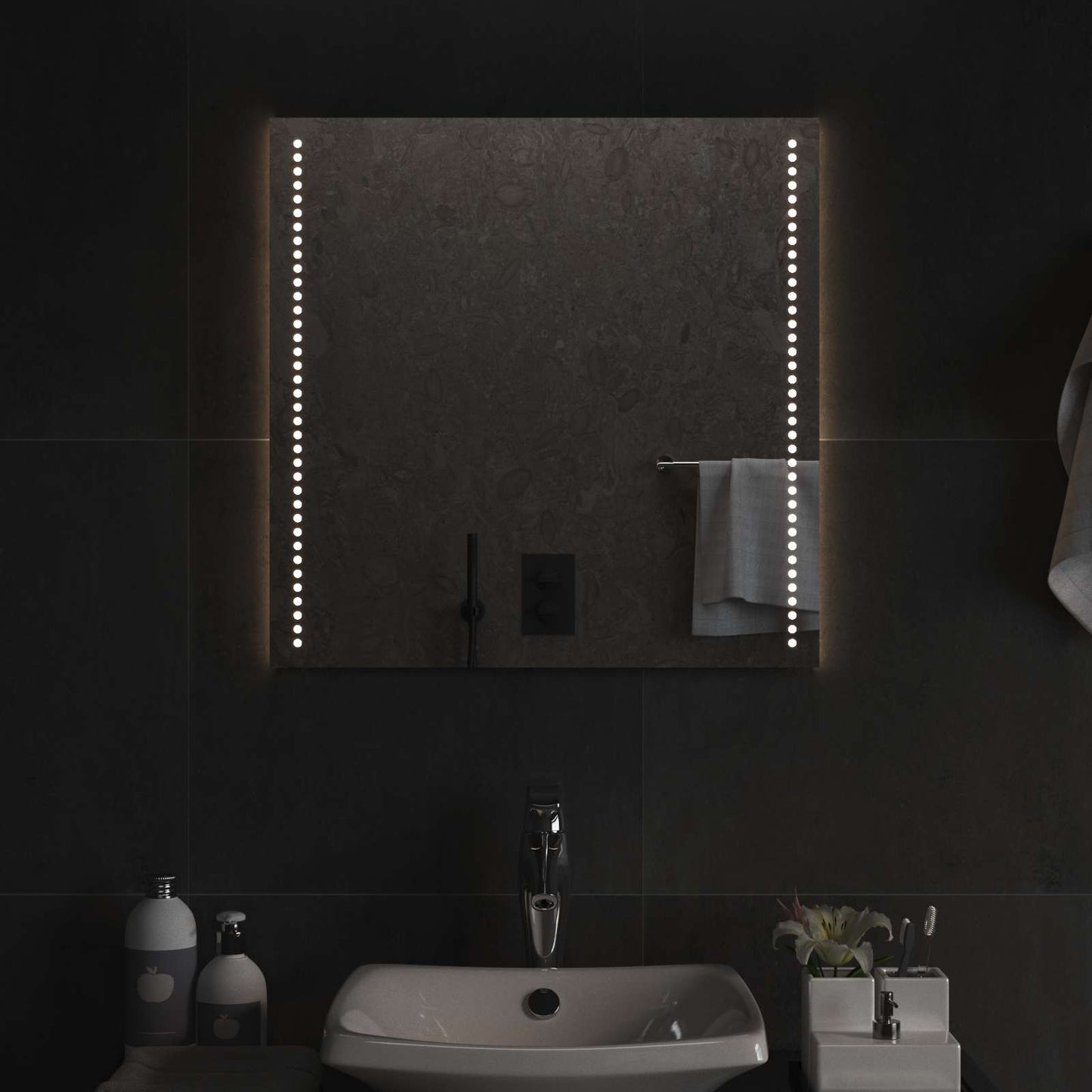 LED Fürdőszoba Tükör tükörrel Átlátszó 60 x 60 cm edzett üveg
