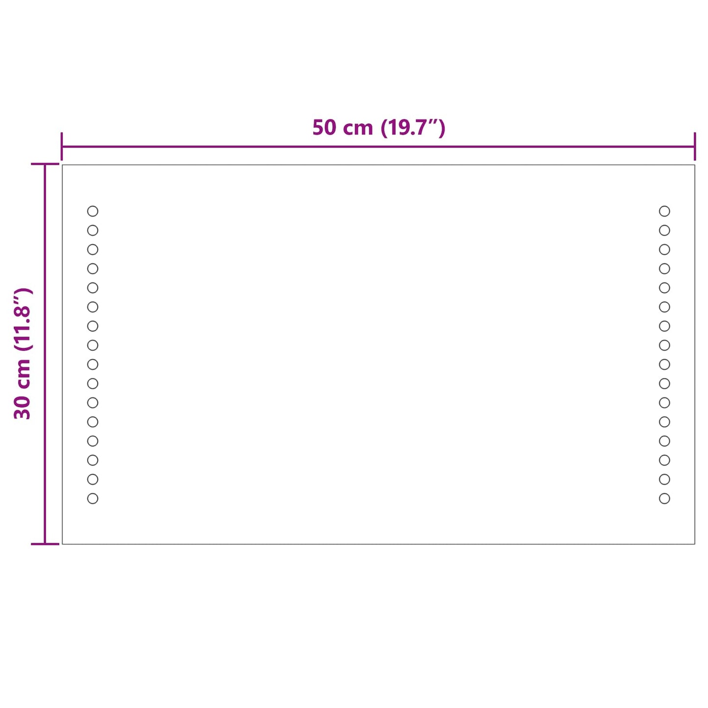 LED Fürdőszoba Tükör Átlátszó 50 x 30 cm edzett üveg