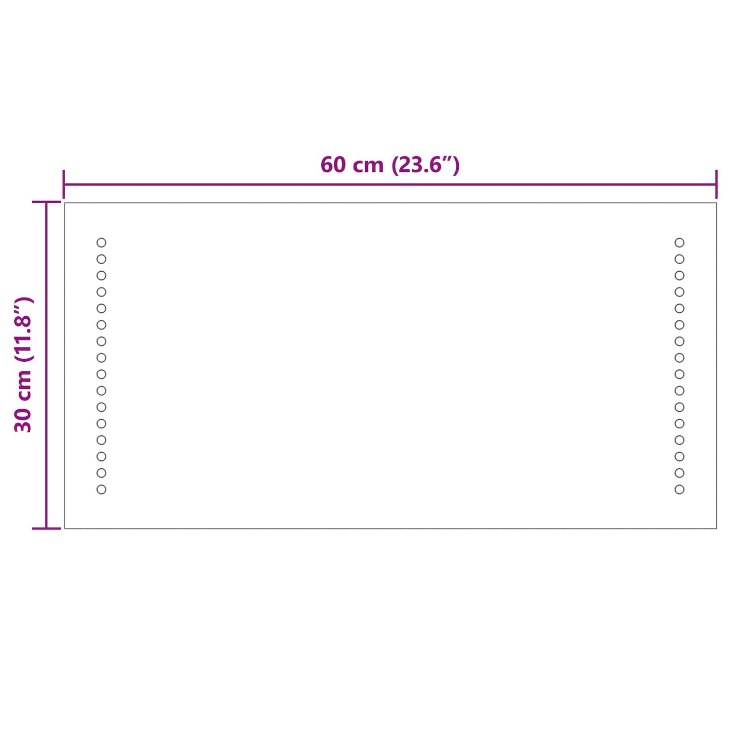 LED Fürdőszoba Tükör Átlátszó 60 x 30 cm edzett üveg