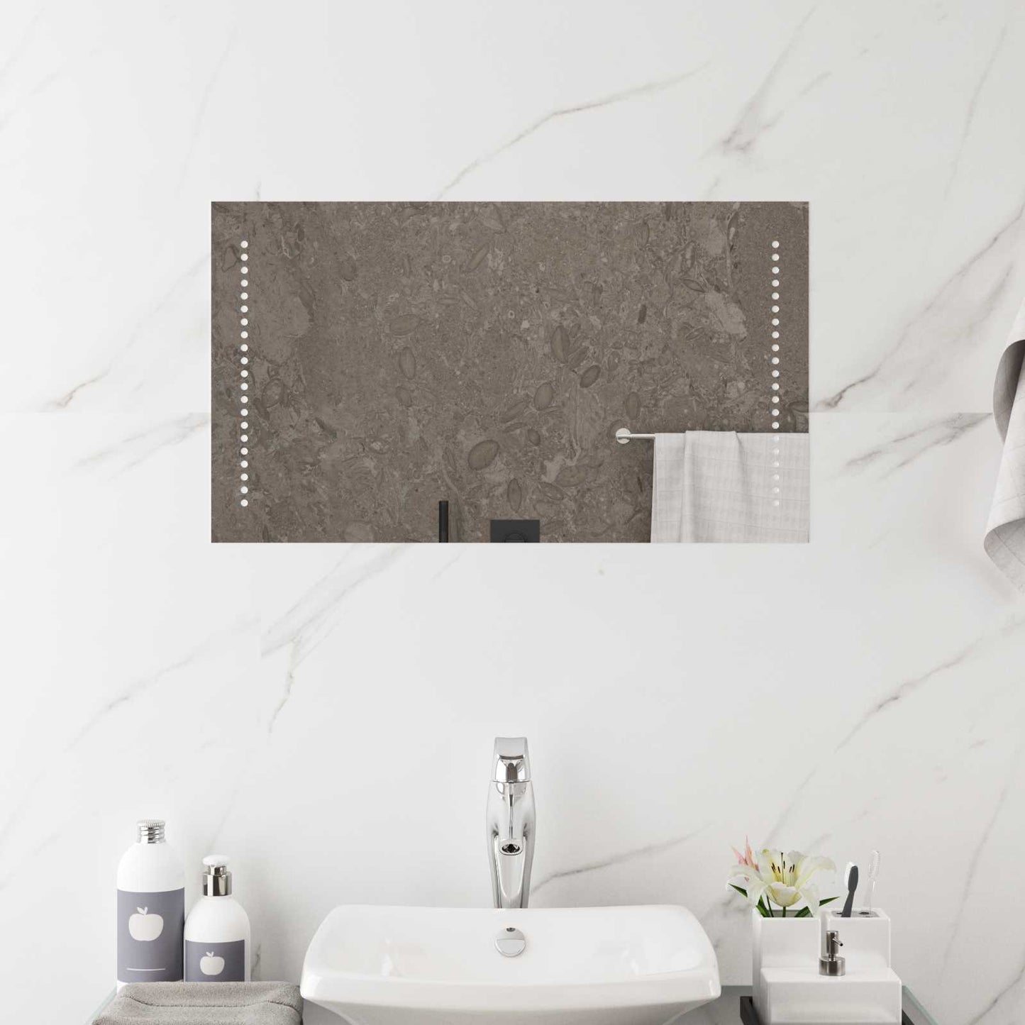 LED Fürdőszoba Tükör Átlátszó 70 x 40 cm edzett üveg