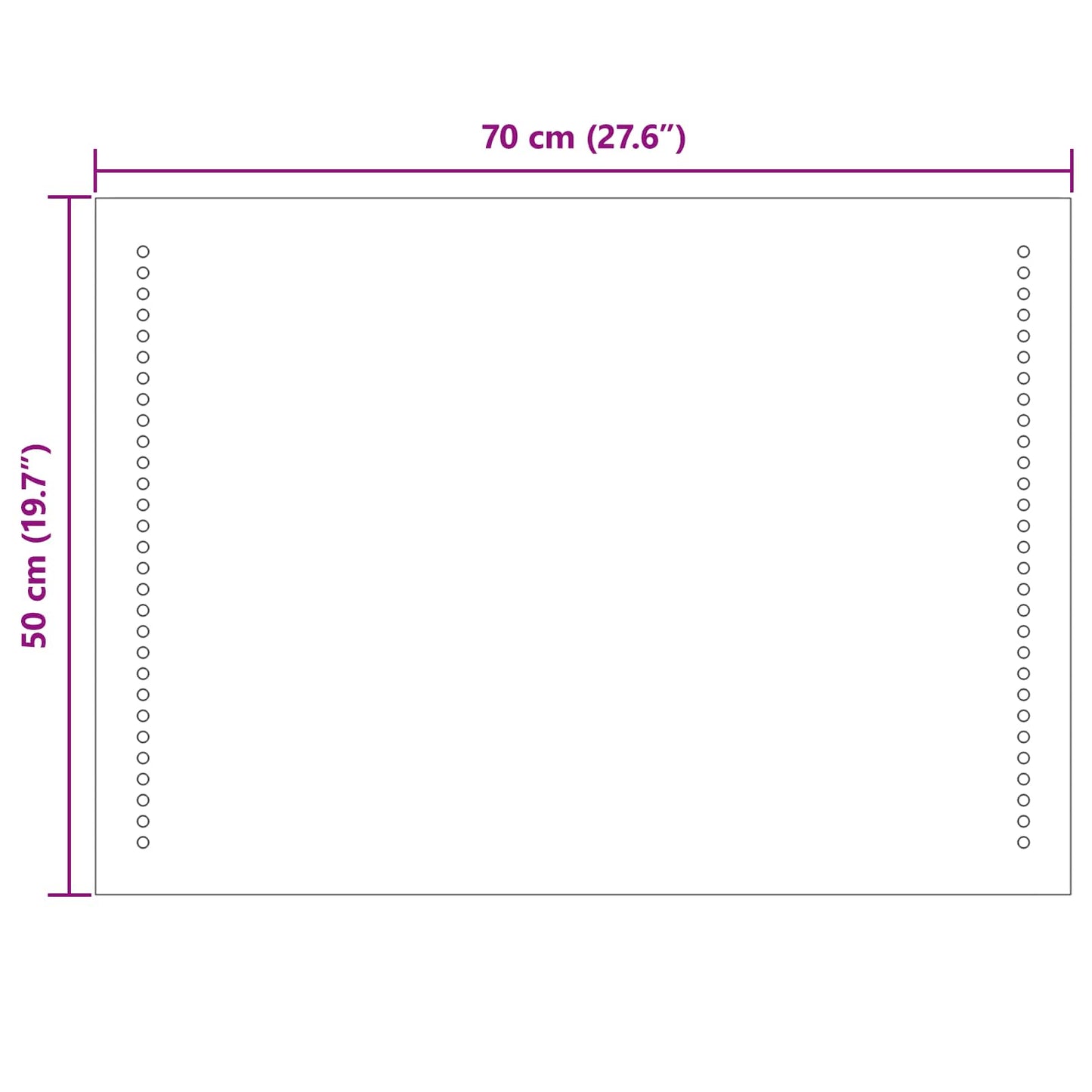 LED Fürdőszoba Tükör Átlátszó 70 x 50 cm edzett üveg