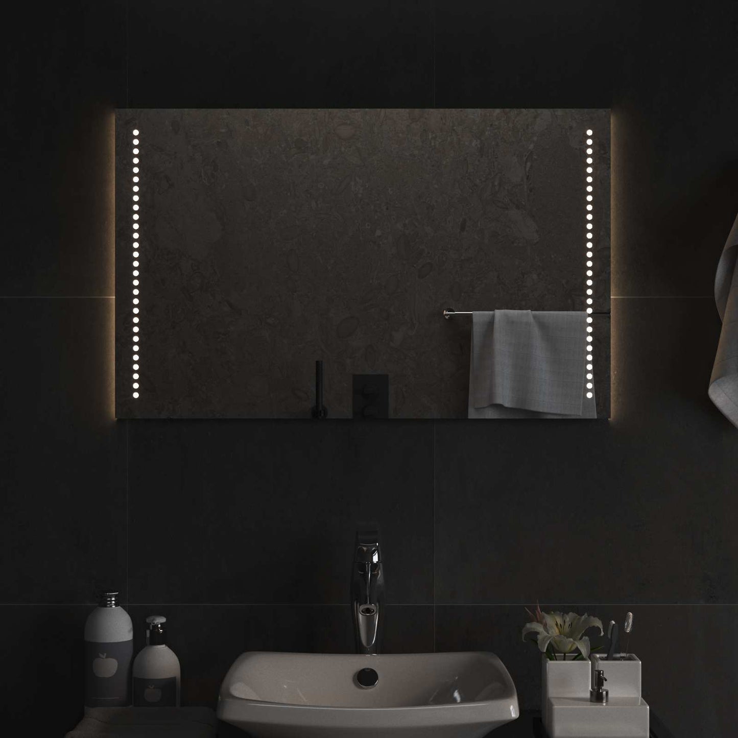 LED Fürdőszoba Tükör Átlátszó 80 x 50 cm edzett üveg