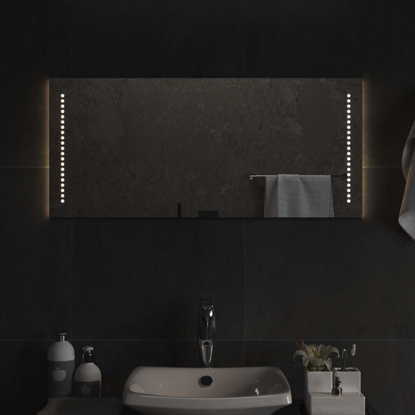 LED Fürdőszoba Tükör Átlátszó 90 x 40 cm edzett üveg