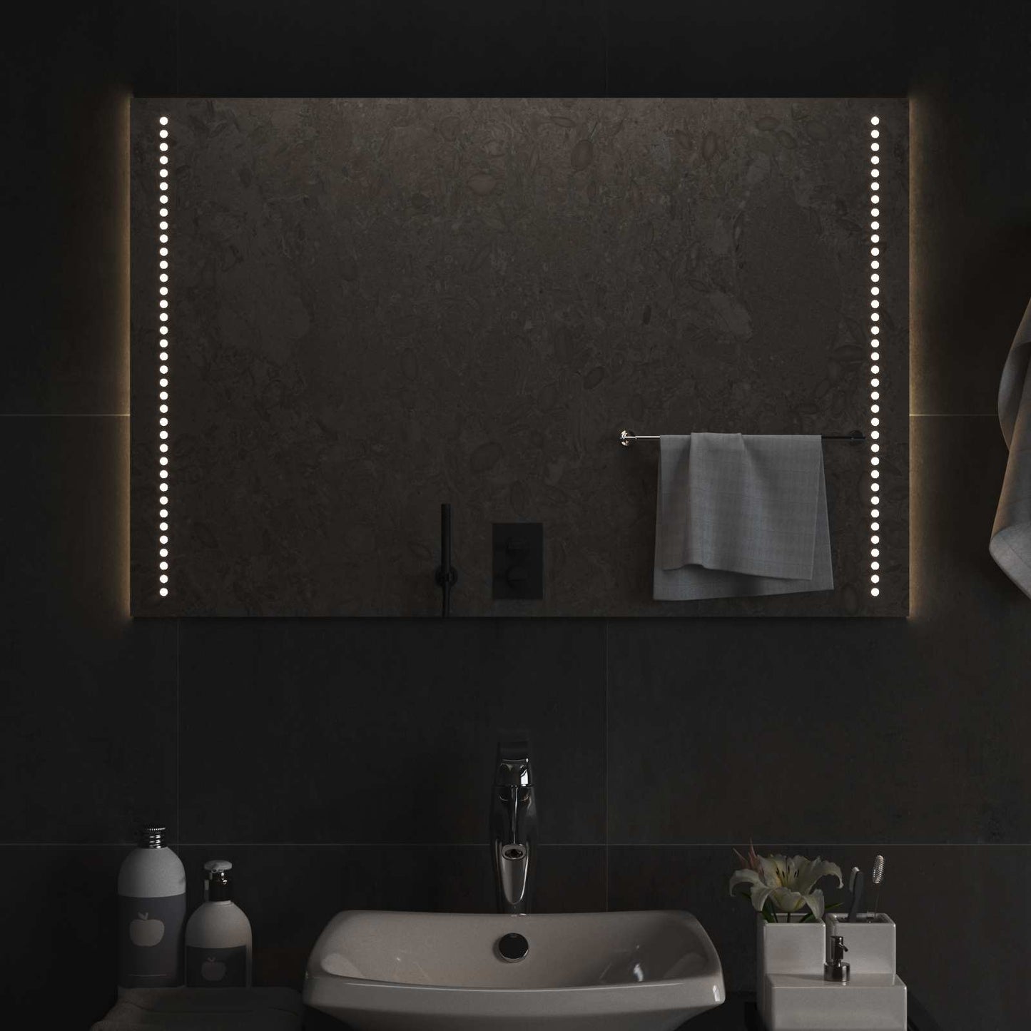 LED Fürdőszoba Tükör Átlátszó 90 x 60 cm edzett üveg