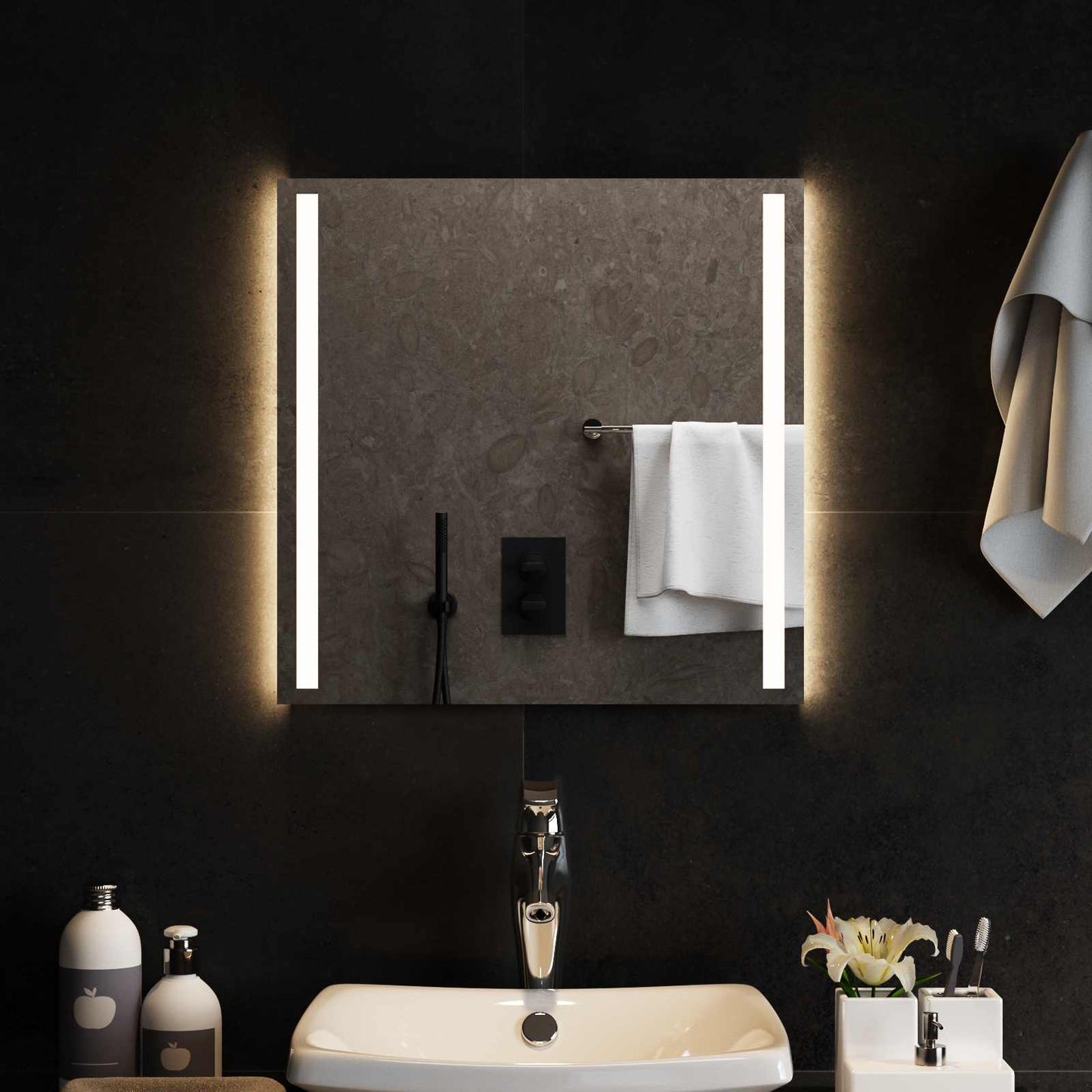 LED Fürdőszoba Tükör tükörrel Átlátszó 50 x 50 cm edzett üveg