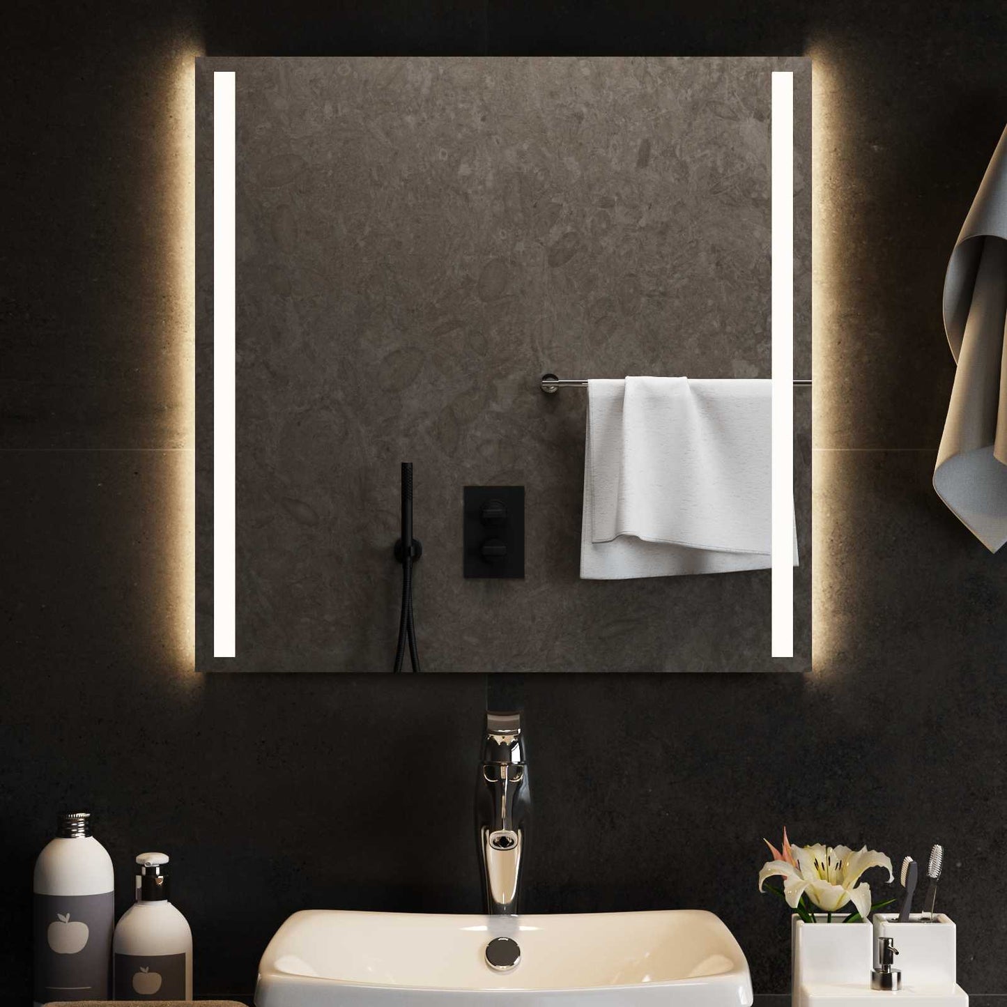 LED Fürdőszoba Tükör tükörrel Átlátszó 60 x 60 cm edzett üveg