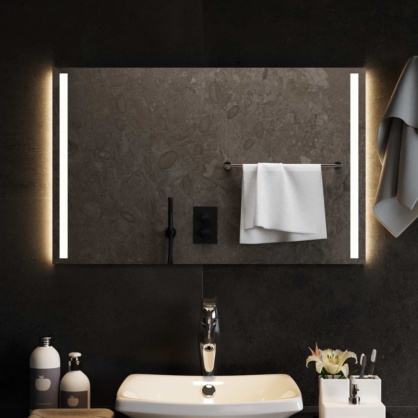 LED Fürdőszoba Tükör tükörrel Átlátszó 80 x 50 cm edzett üveg