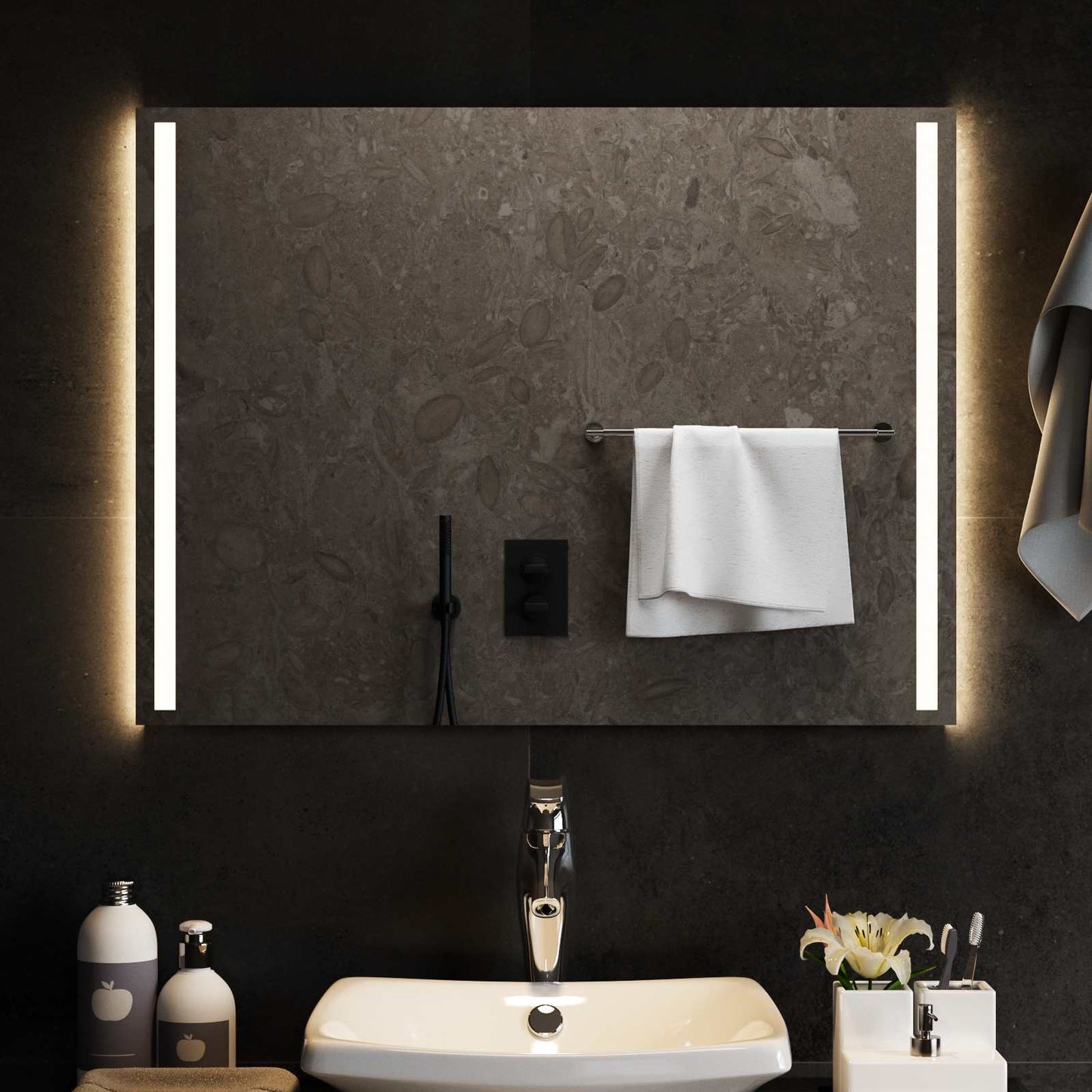 LED Fürdőszoba Tükör tükörrel Átlátszó 80 x 60 cm edzett üveg