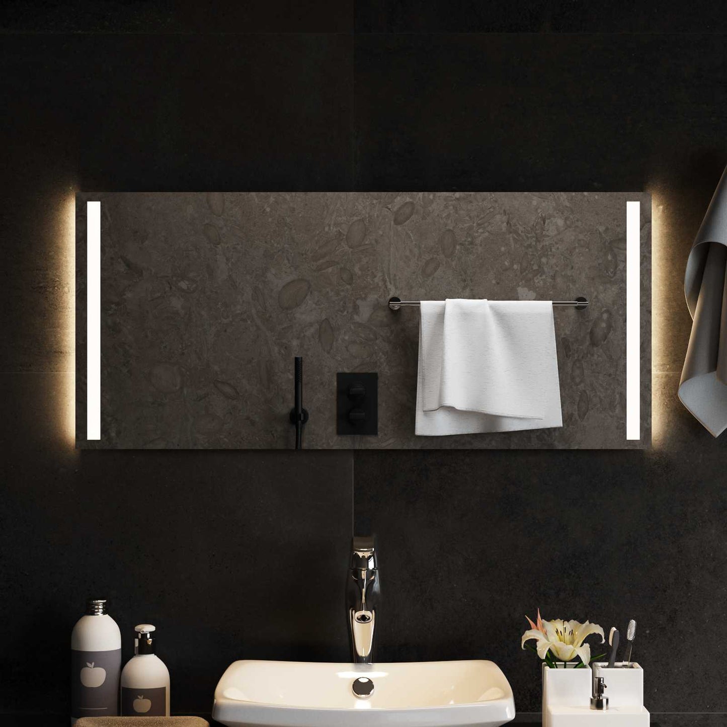 LED Fürdőszoba Tükör tükörrel Átlátszó 90 x 40 cm edzett üveg