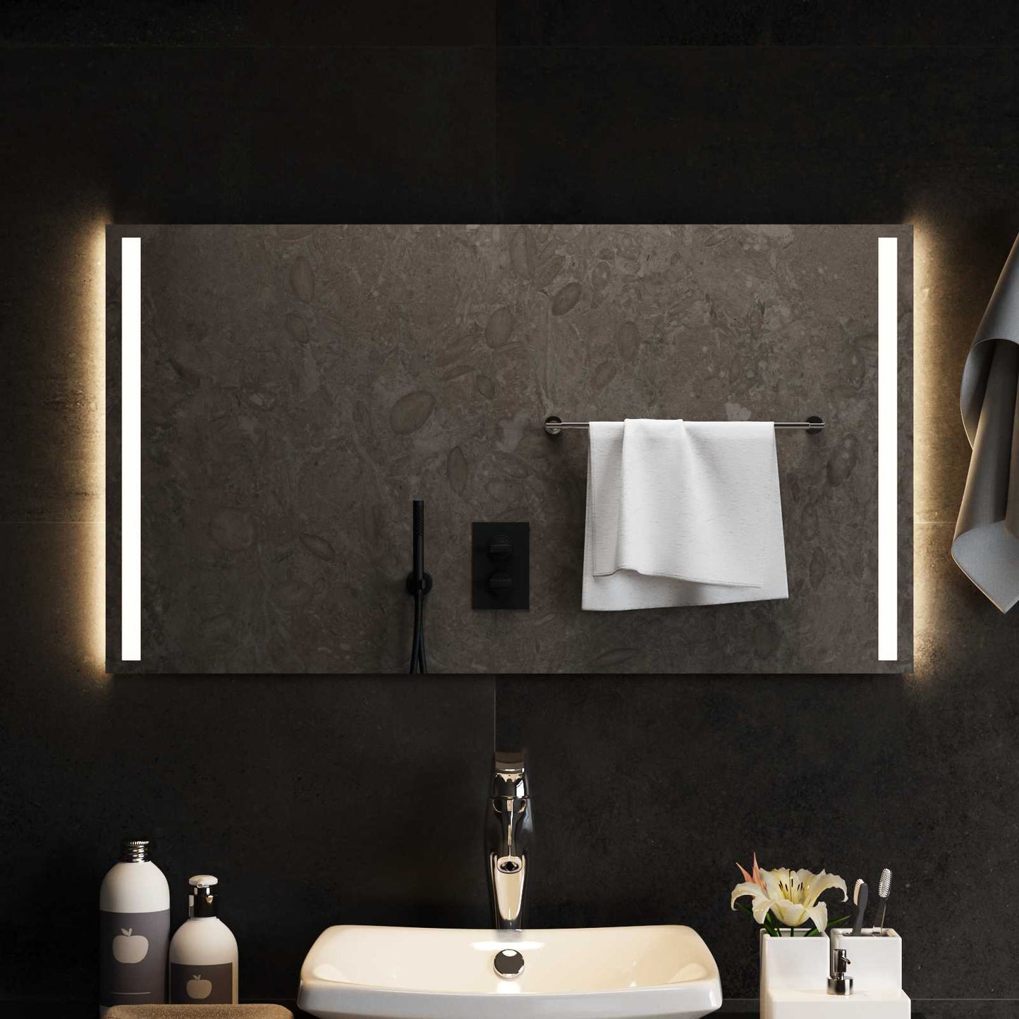 LED Fürdőszoba Tükör tükörrel Átlátszó 90 x 50 cm edzett üveg