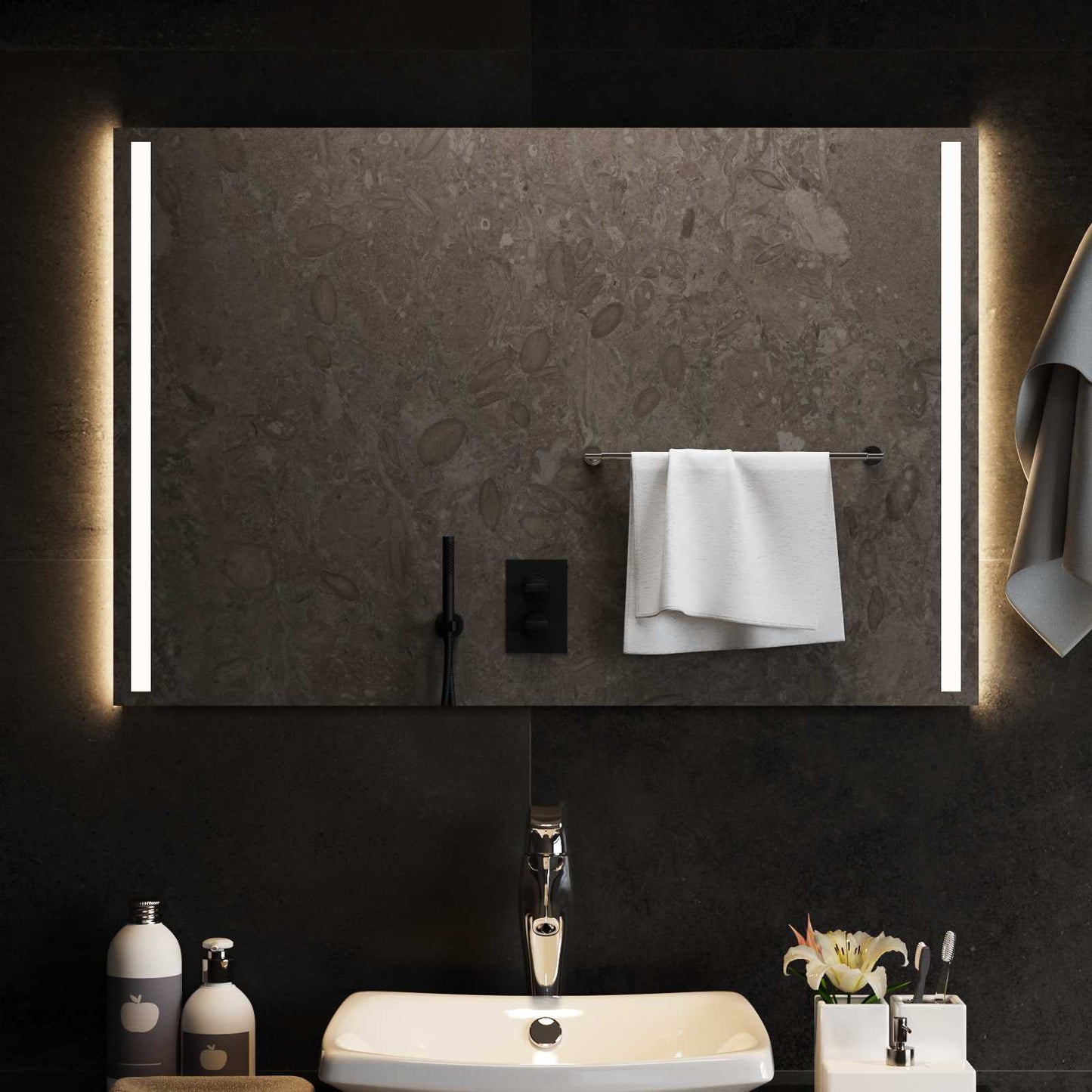 LED Fürdőszoba Tükör tükörrel Átlátszó 90 x 60 cm edzett üveg