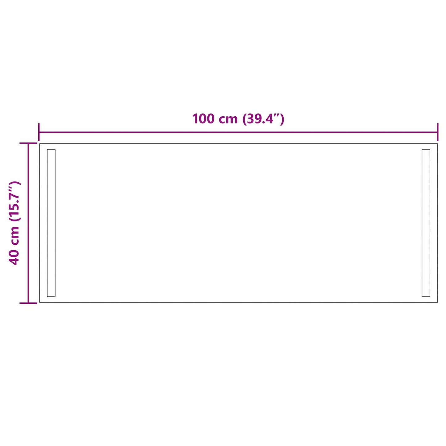 LED Fürdőszoba Tükör tükörrel Átlátszó 100 x 40 cm edzett üveg