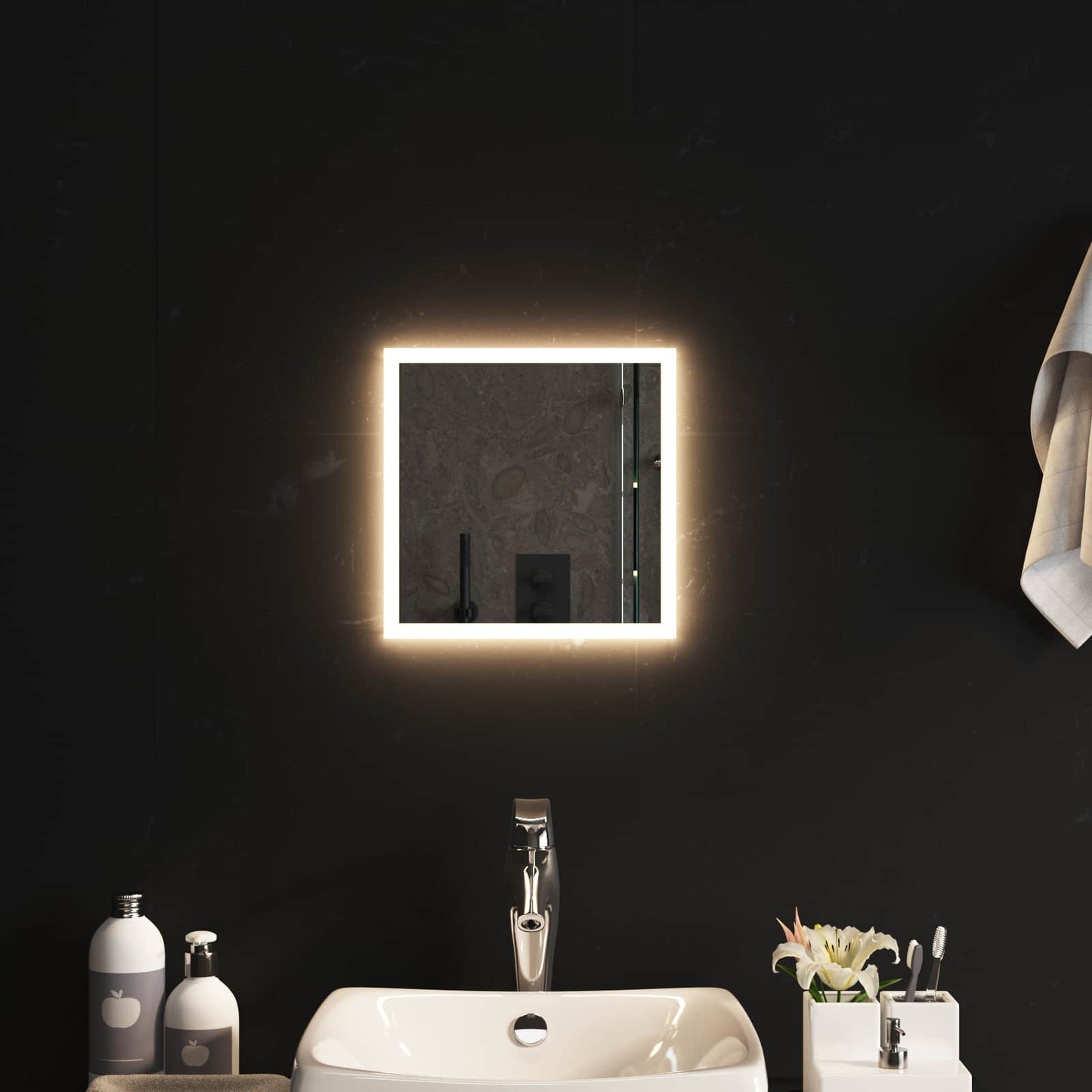 LED Fürdőszoba Tükör tükörrel Átlátszó 30 x 30 cm edzett üveg