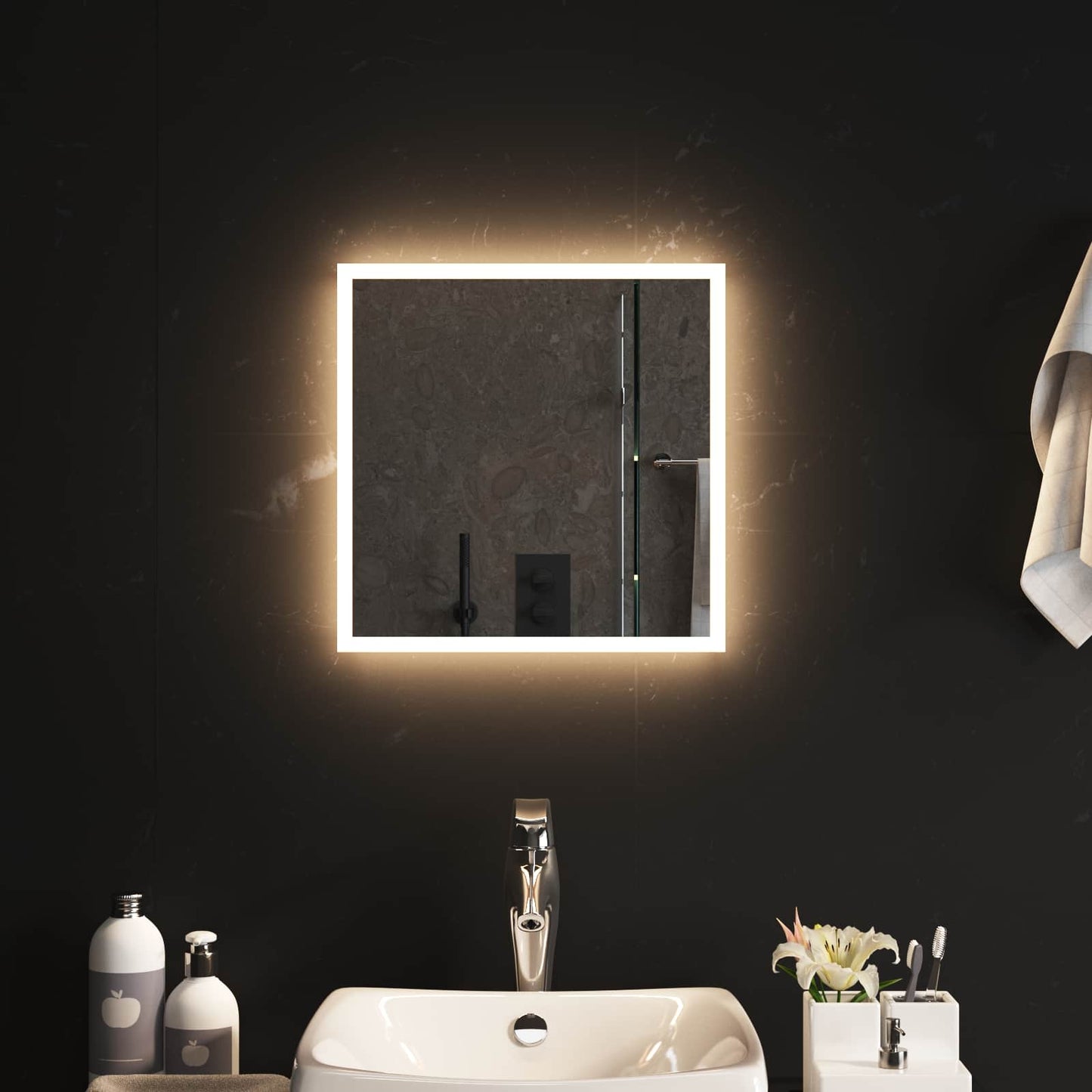 LED Fürdőszoba Tükör tükörrel Átlátszó 40 x 40 cm edzett üveg