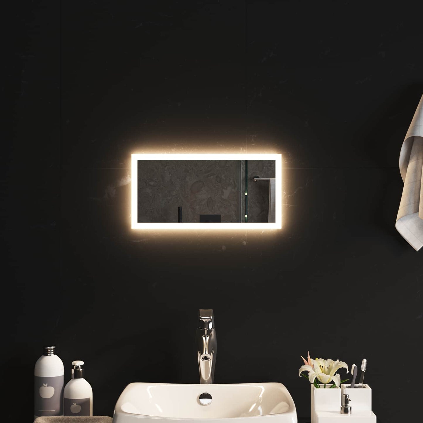 LED Fürdőszoba Tükör tükörrel Átlátszó 40 x 20 cm edzett üveg