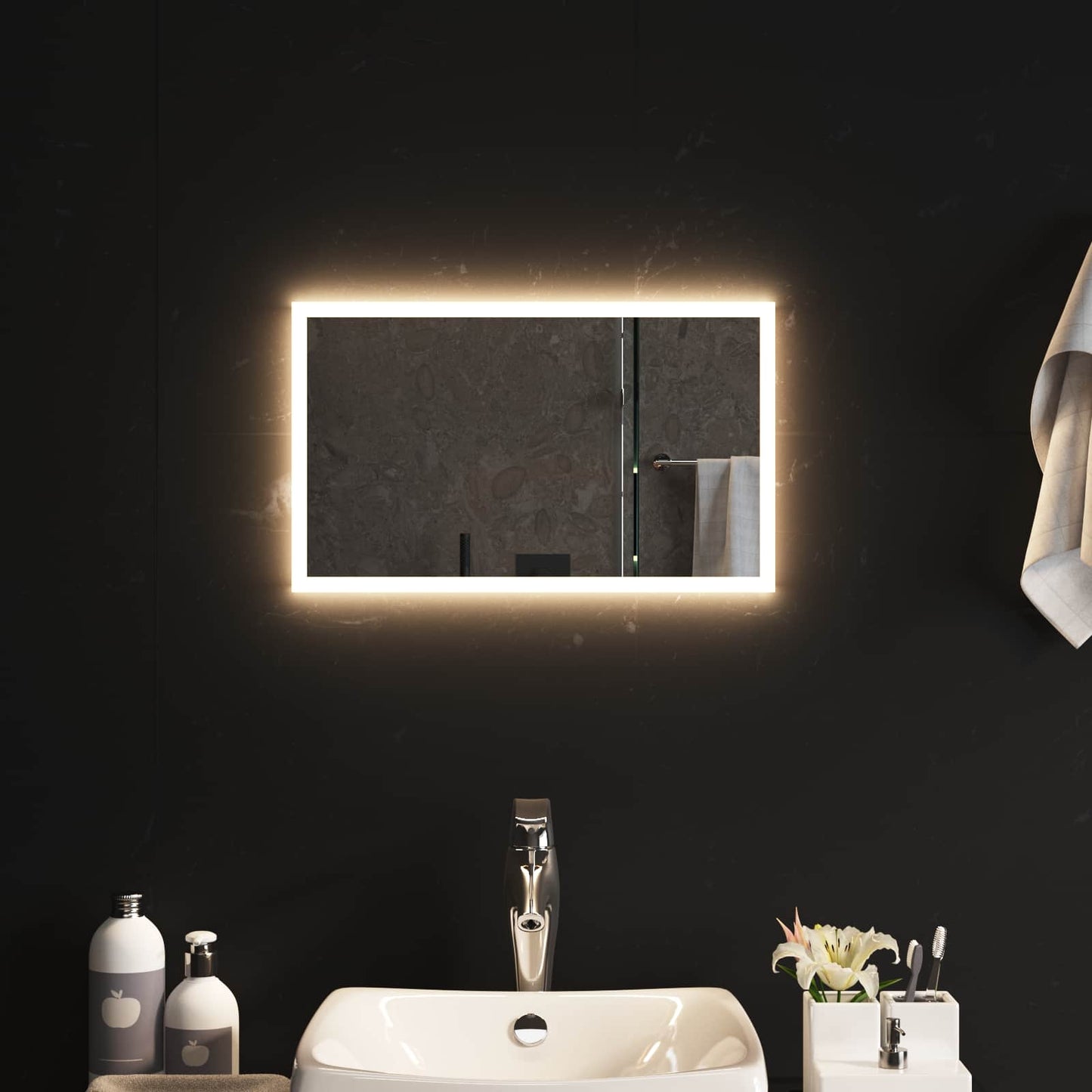LED Fürdőszoba Tükör tükörrel Átlátszó 50 x 30 cm edzett üveg