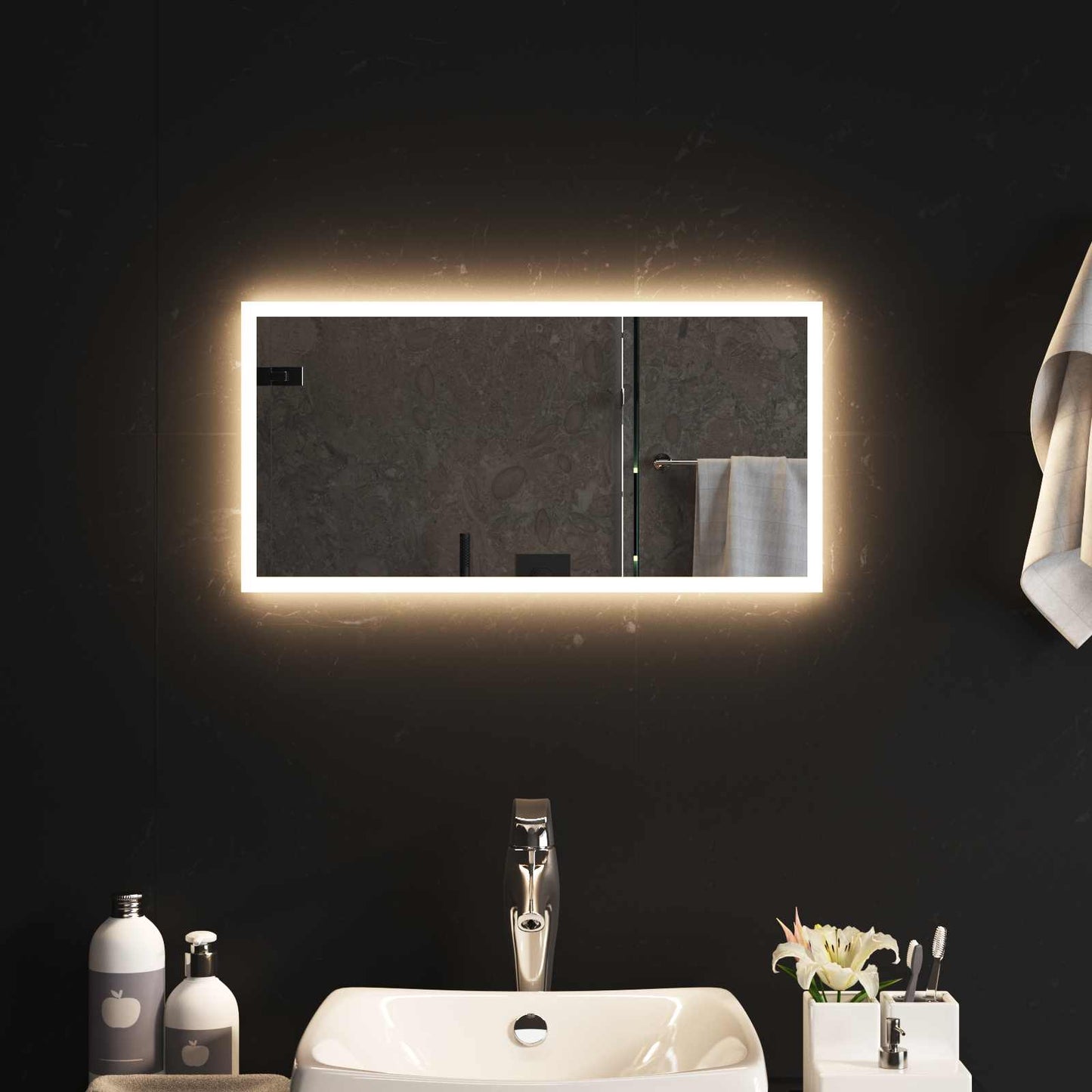 LED Fürdőszoba Tükör tükörrel Átlátszó 60 x 30 cm edzett üveg