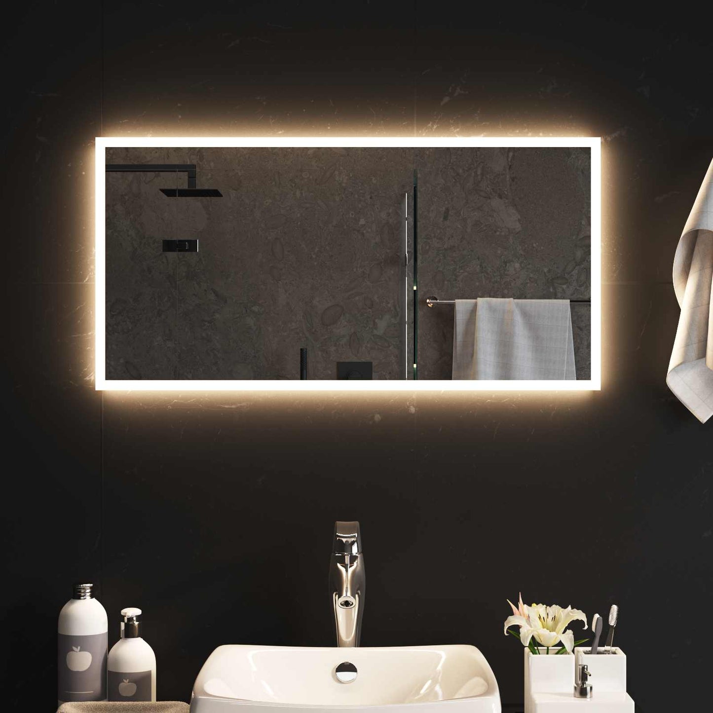 LED Fürdőszoba Tükör tükörrel Átlátszó 80 x 40 cm edzett üveg