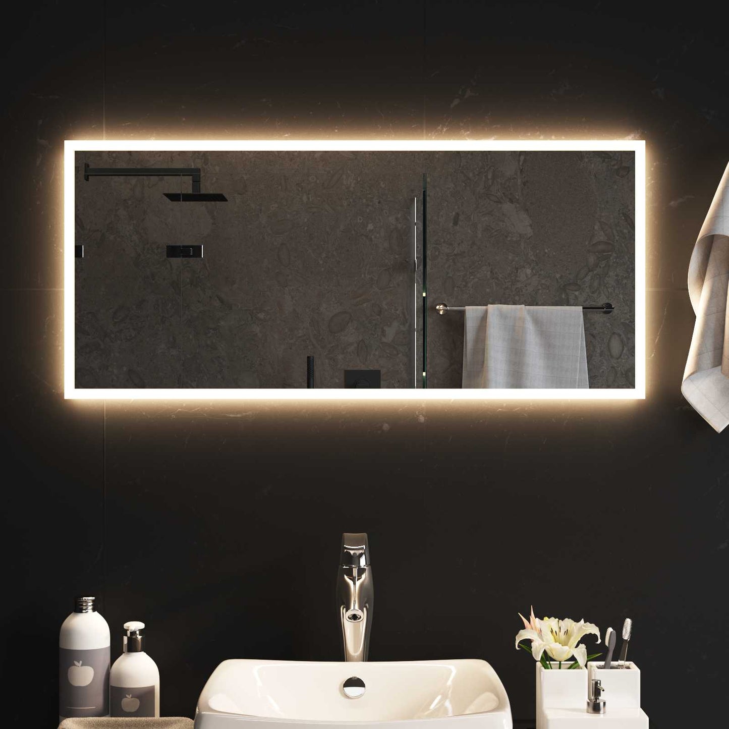 LED Fürdőszoba Tükör tükörrel Átlátszó 90 x 40 cm edzett üveg