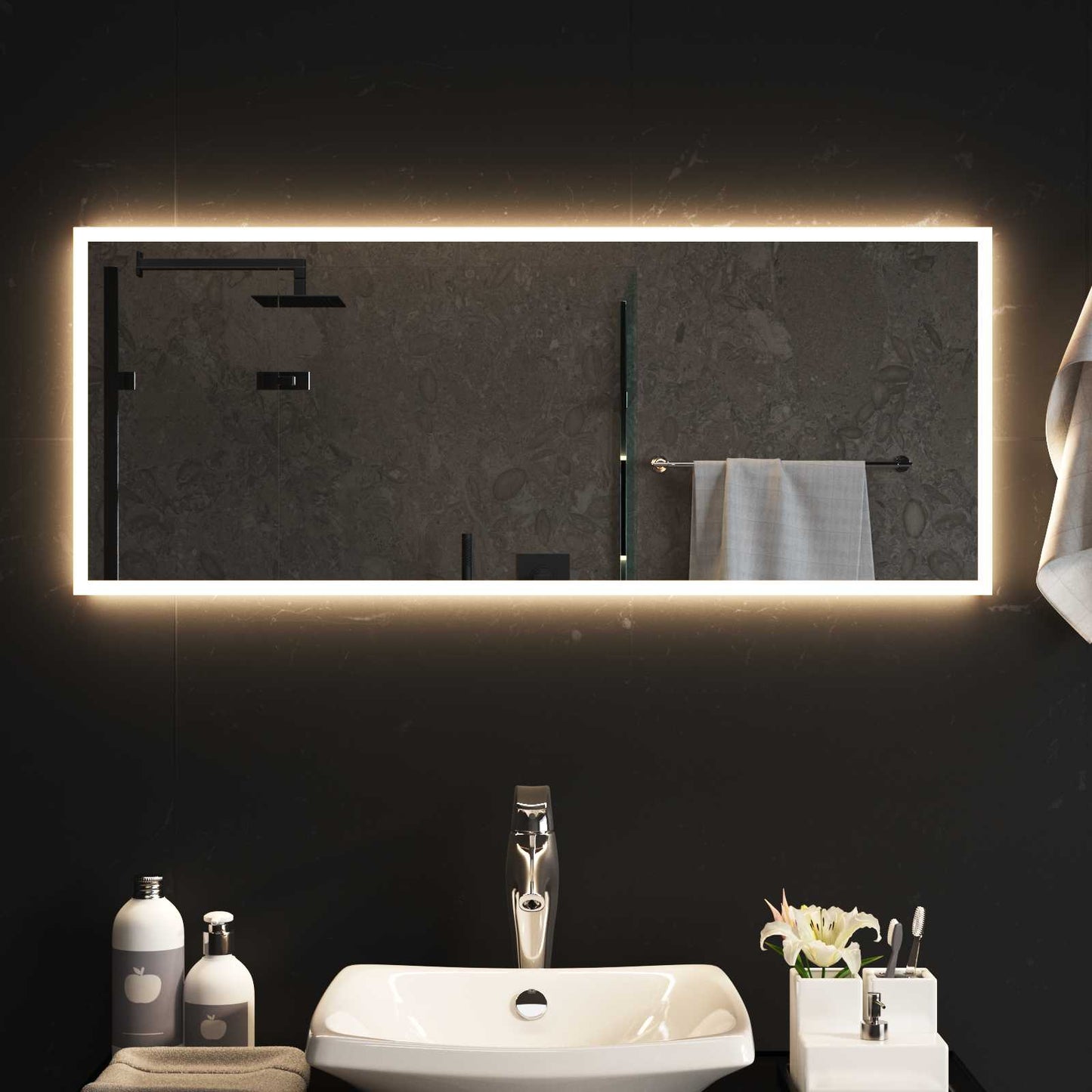 LED Fürdőszoba Tükör tükörrel Átlátszó 100 x 40 cm edzett üveg