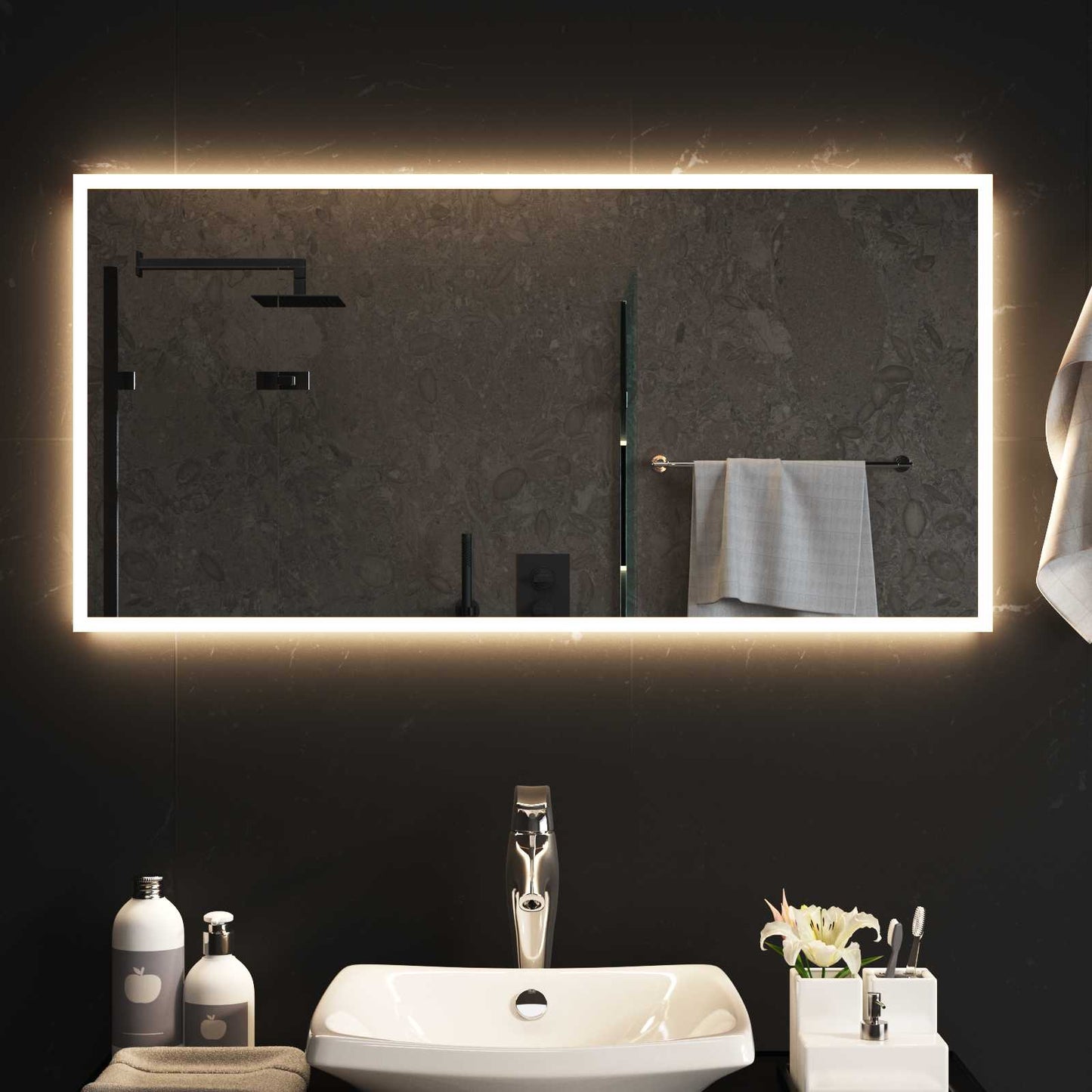 LED Fürdőszoba Tükör tükörrel Átlátszó 100 x 50 cm edzett üveg