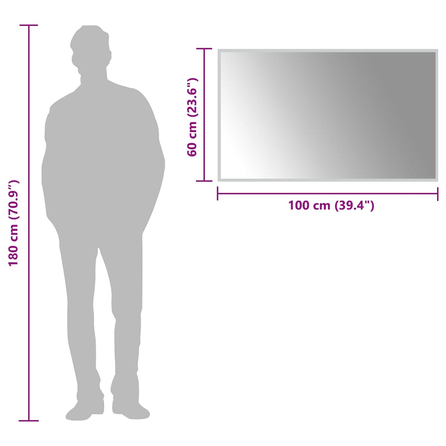 LED Fürdőszoba Tükör tükörrel Átlátszó 100 x 60 cm edzett üveg