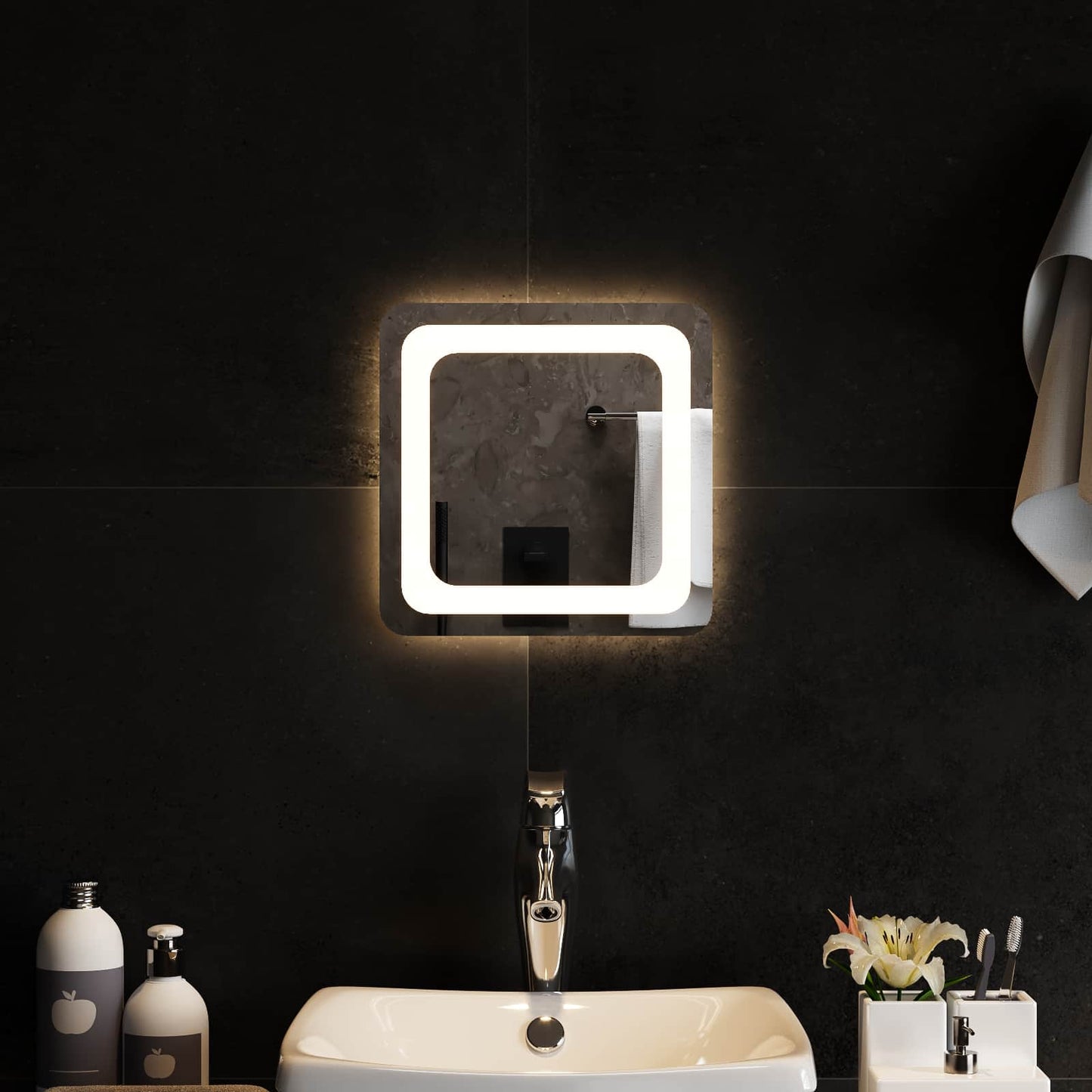 LED Fürdőszoba Tükör tükörrel Átlátszó 30 x 30 cm edzett üveg