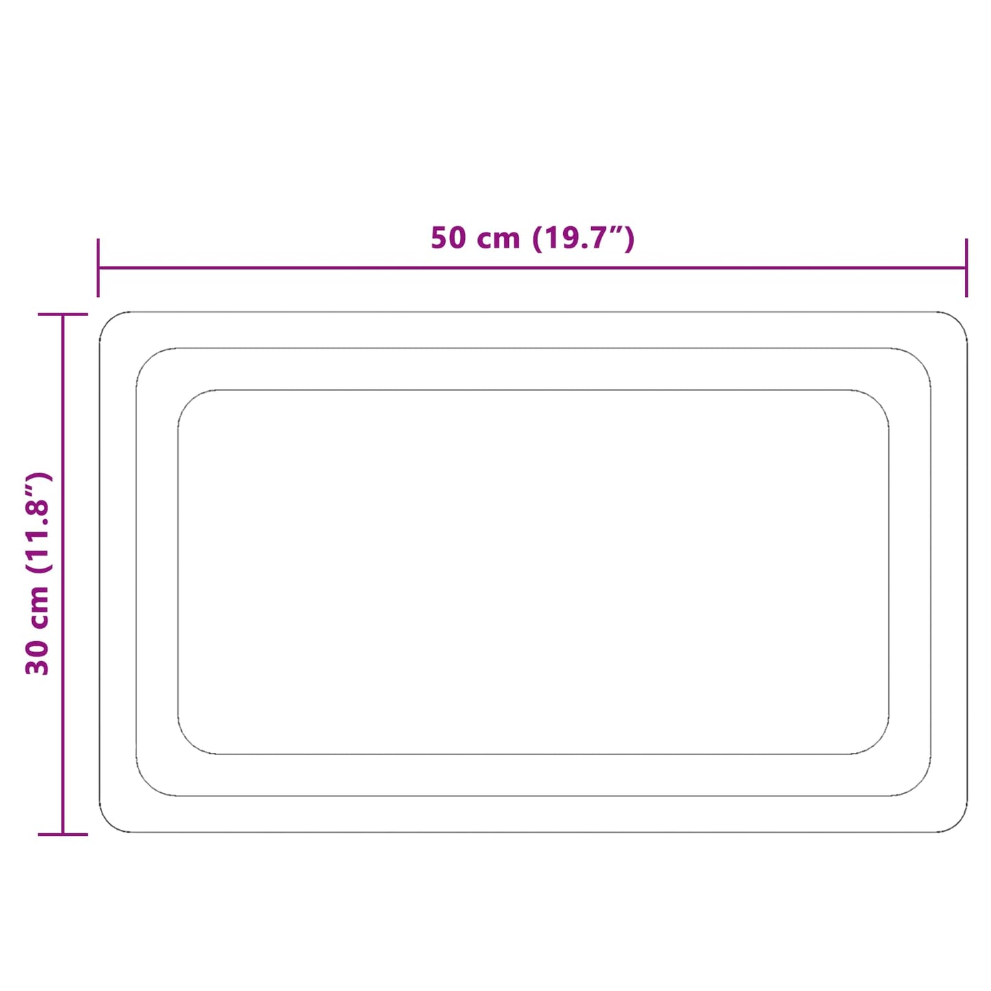 LED Fürdőszoba Tükör tükörrel Átlátszó 50 x 30 cm edzett üveg