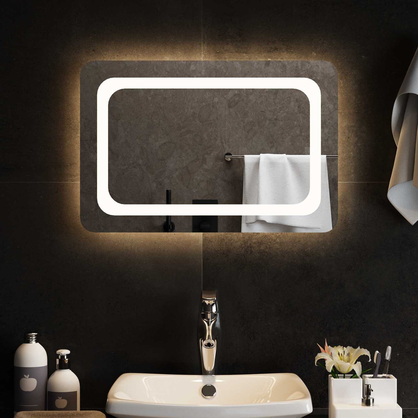 LED Fürdőszoba Tükör tükörrel Átlátszó 60 x 40 cm edzett üveg