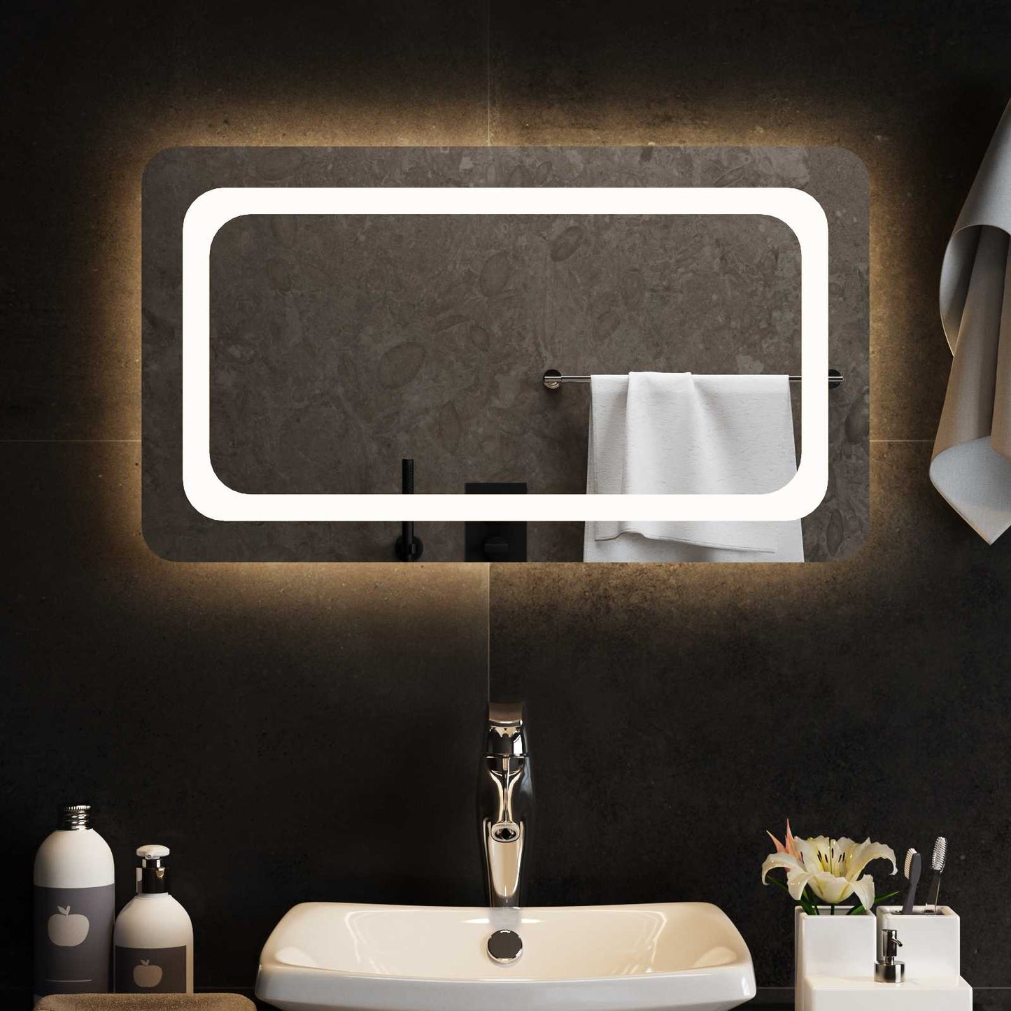 LED Fürdőszoba Tükör tükörrel Átlátszó 70 x 40 cm edzett üveg