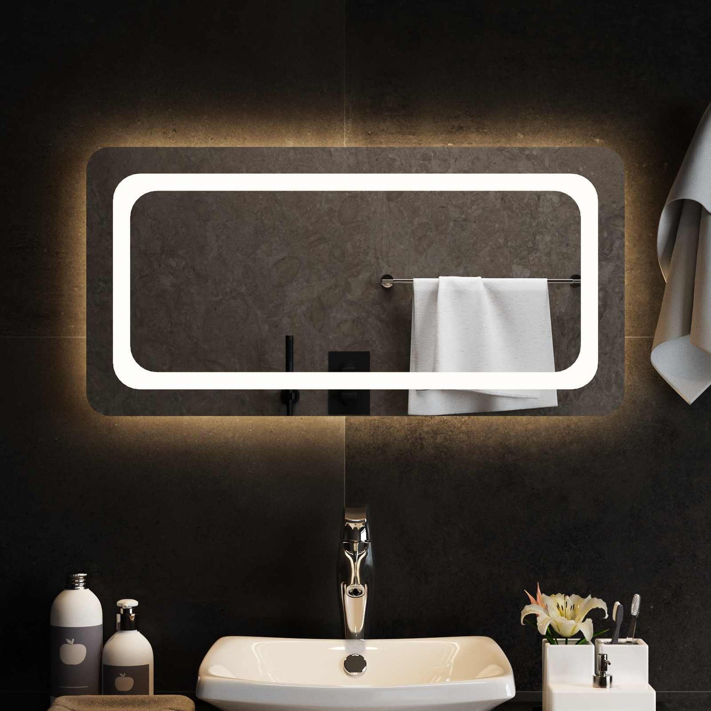 LED Fürdőszoba Tükör tükörrel Átlátszó 80 x 40 cm edzett üveg