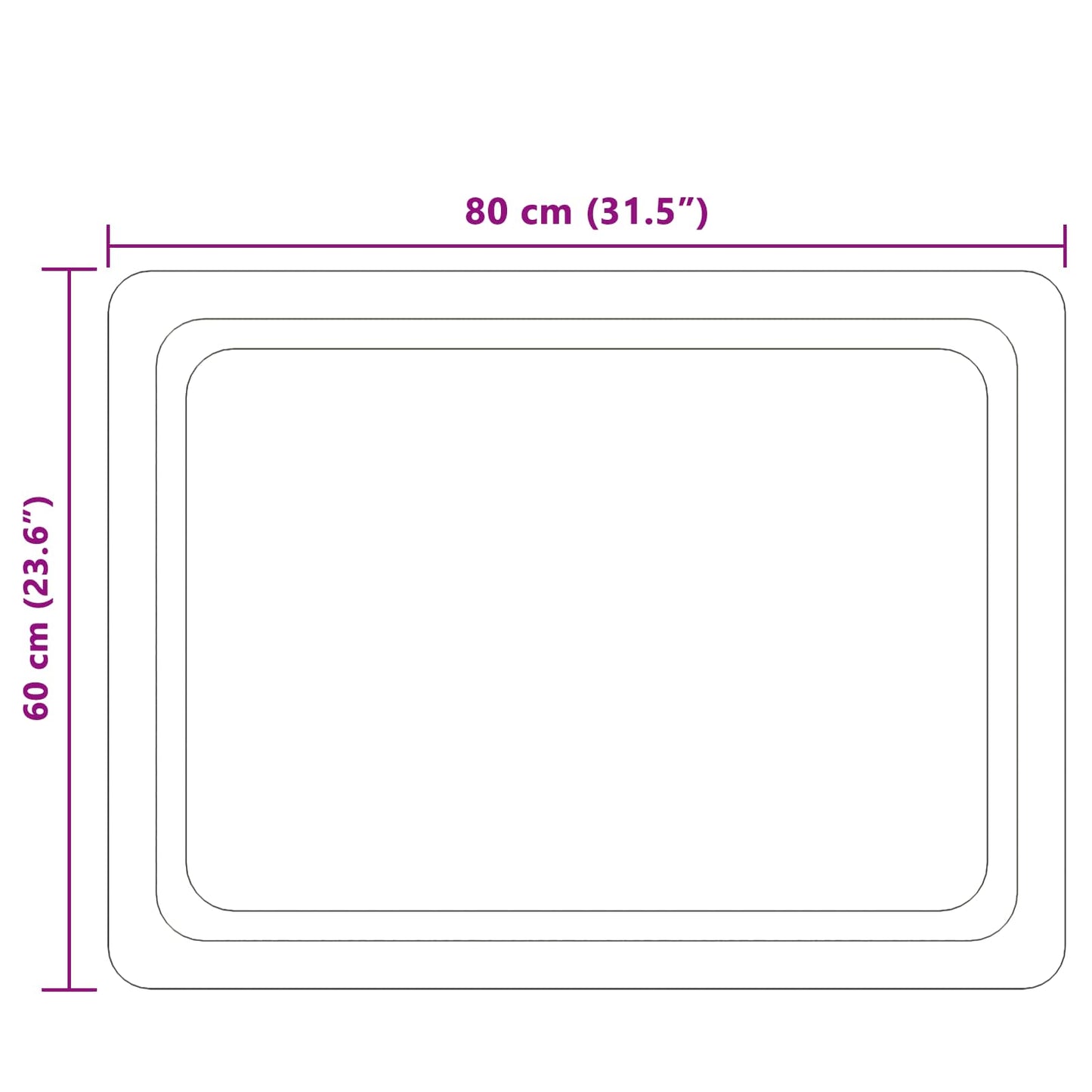 LED Fürdőszoba Tükör tükörrel Átlátszó 80 x 60 cm edzett üveg