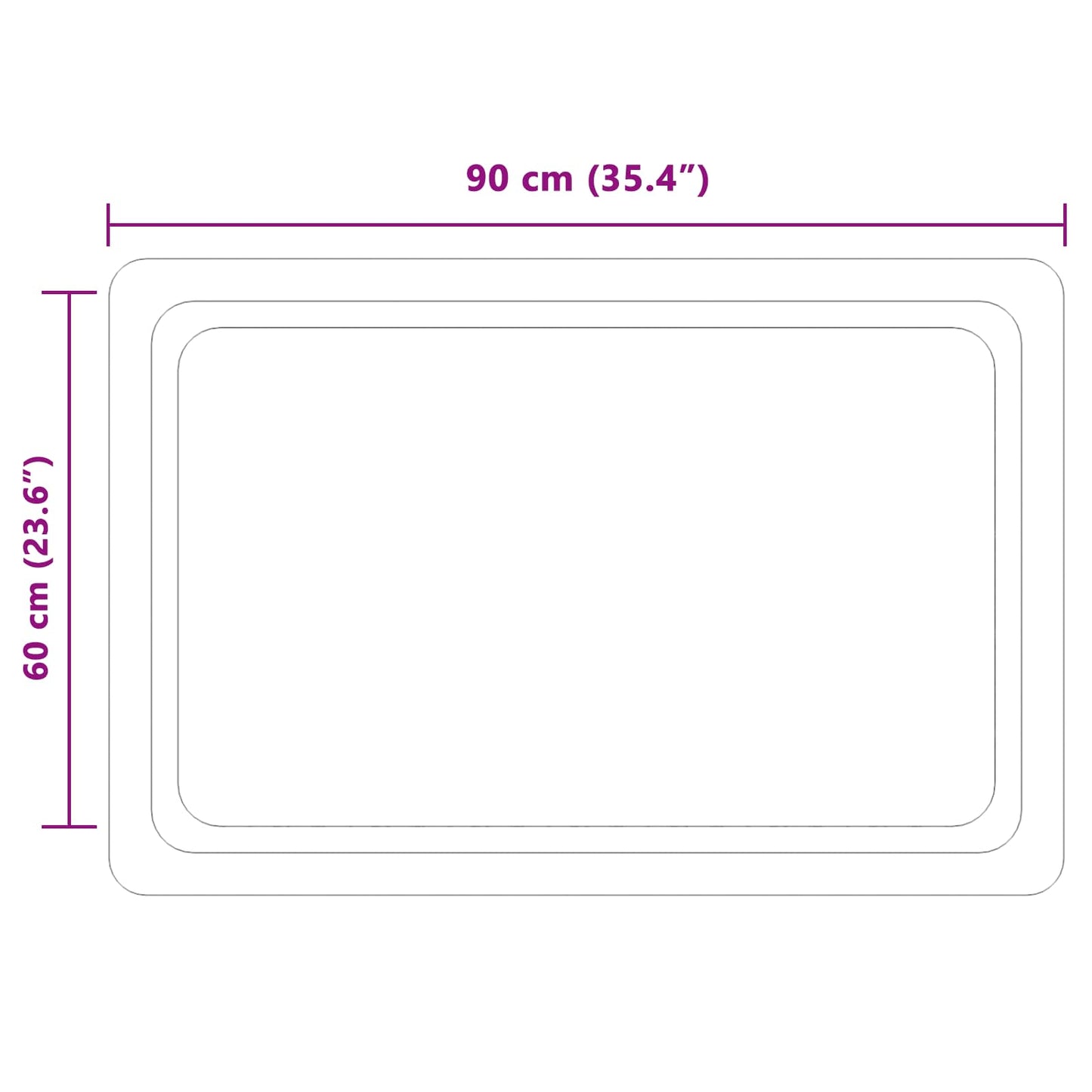 LED Fürdőszoba Tükör tükörrel Átlátszó 90 x 60 cm edzett üveg