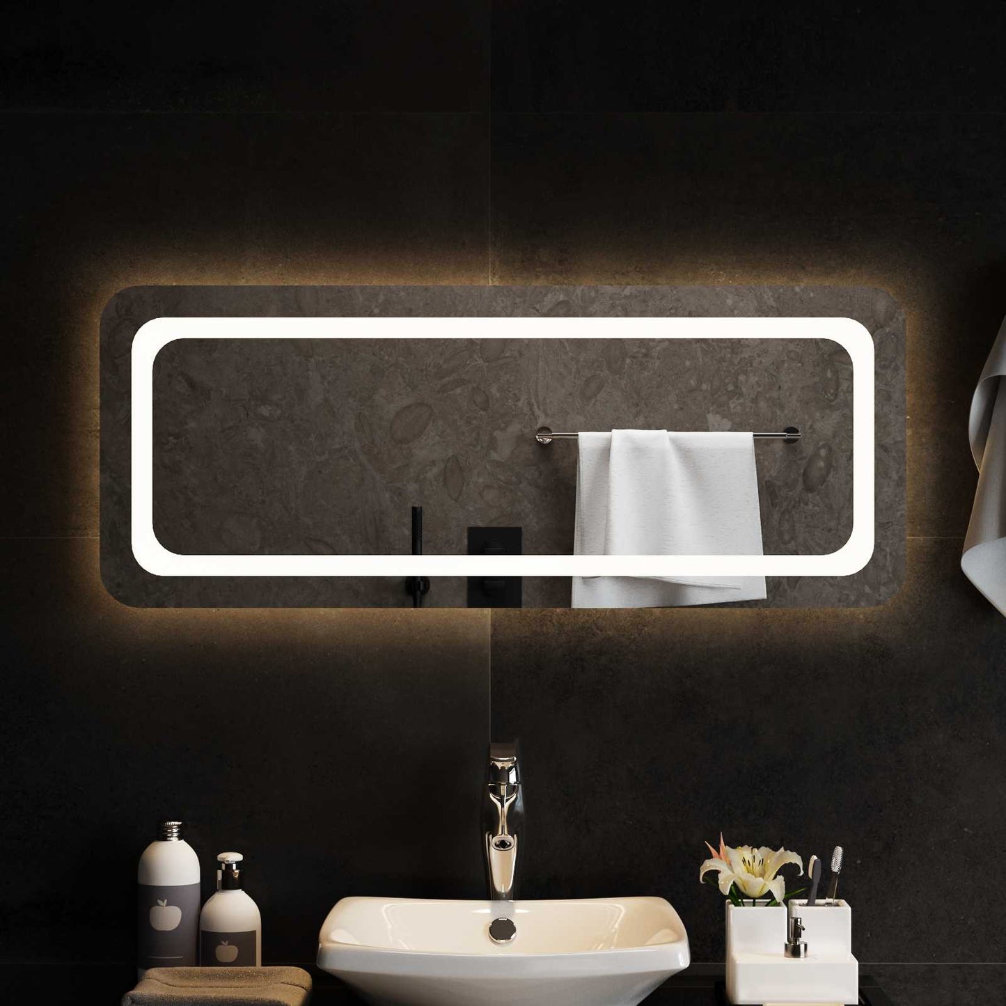 LED Fürdőszoba Tükör tükörrel Átlátszó 100 x 40 cm edzett üveg