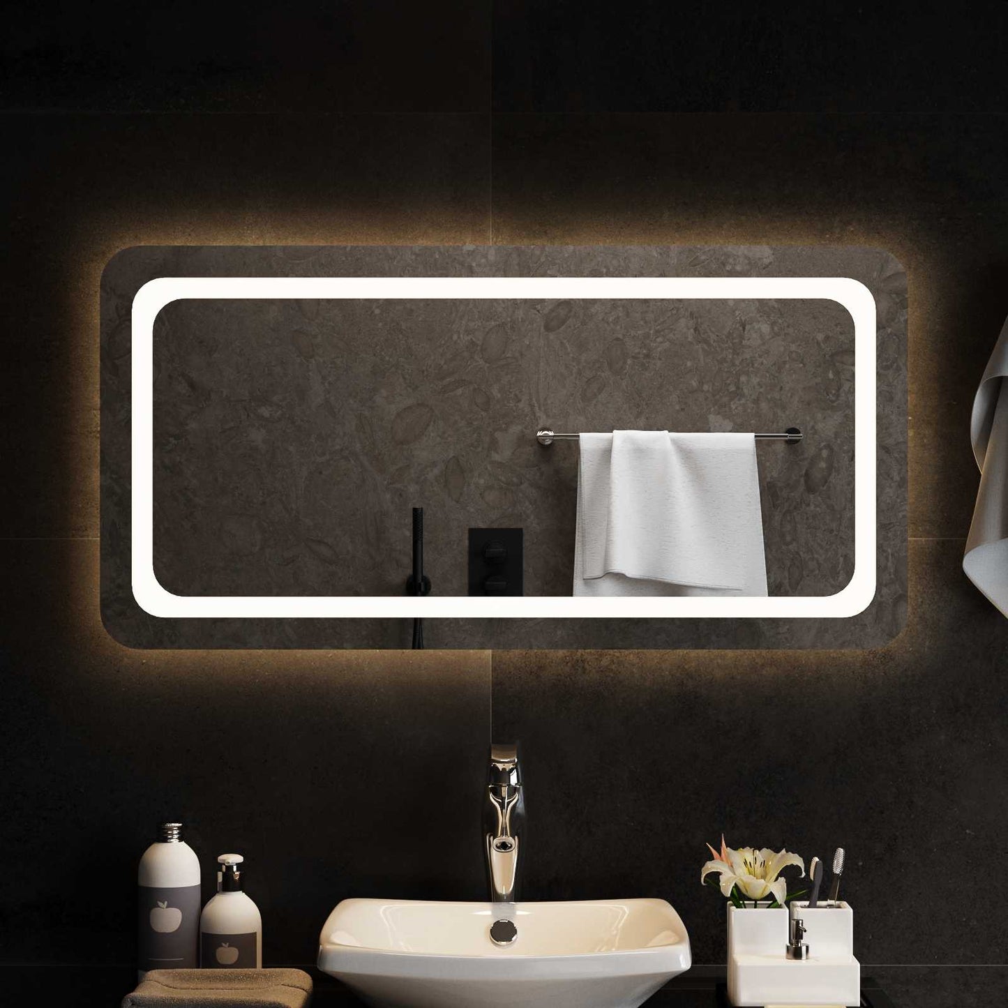 LED Fürdőszoba Tükör tükörrel Átlátszó 100 x 50 cm edzett üveg