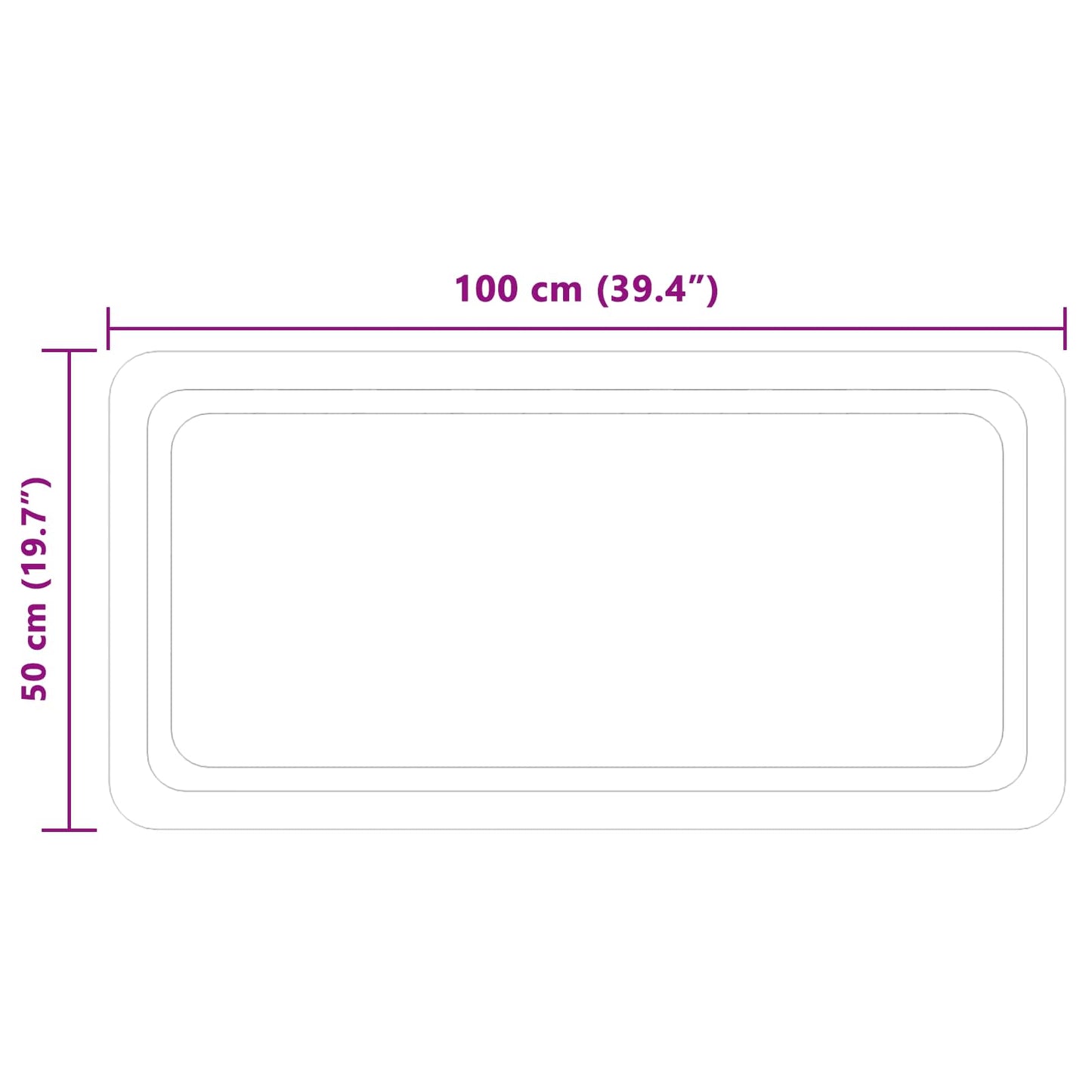 LED Fürdőszoba Tükör tükörrel Átlátszó 100 x 50 cm edzett üveg