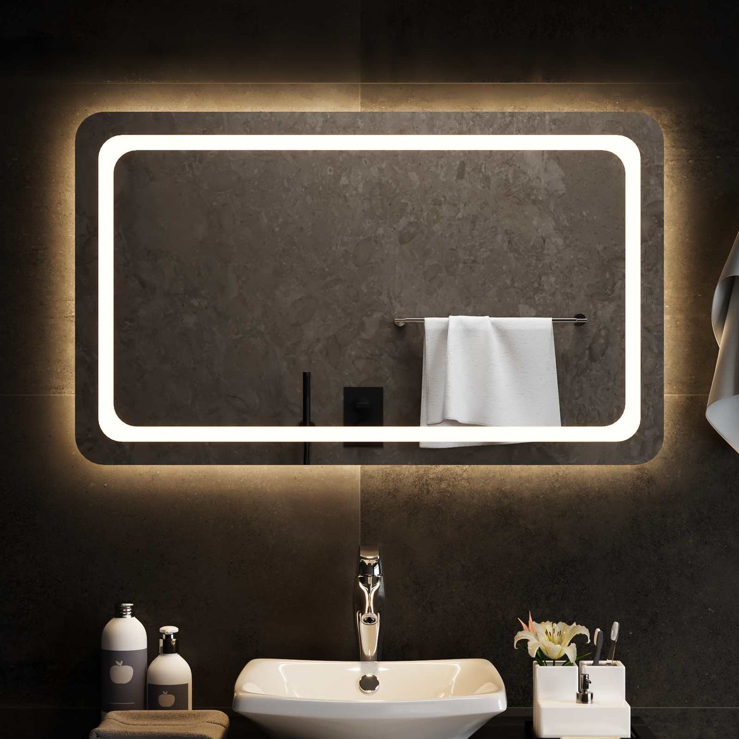 LED Fürdőszoba Tükör tükörrel Átlátszó 100 x 60 cm edzett üveg